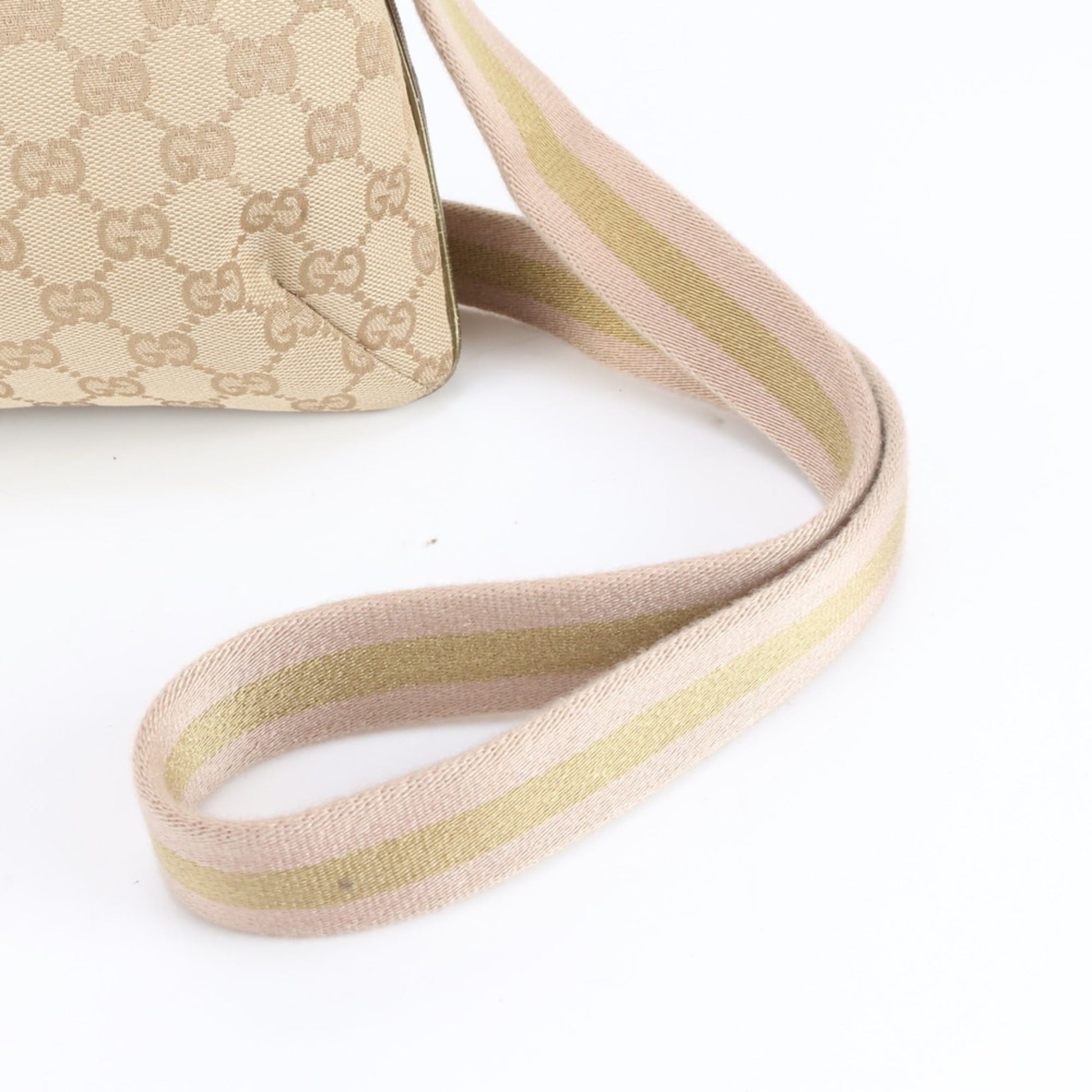 Gucci Beige Leather Canvas Shoulder Bag