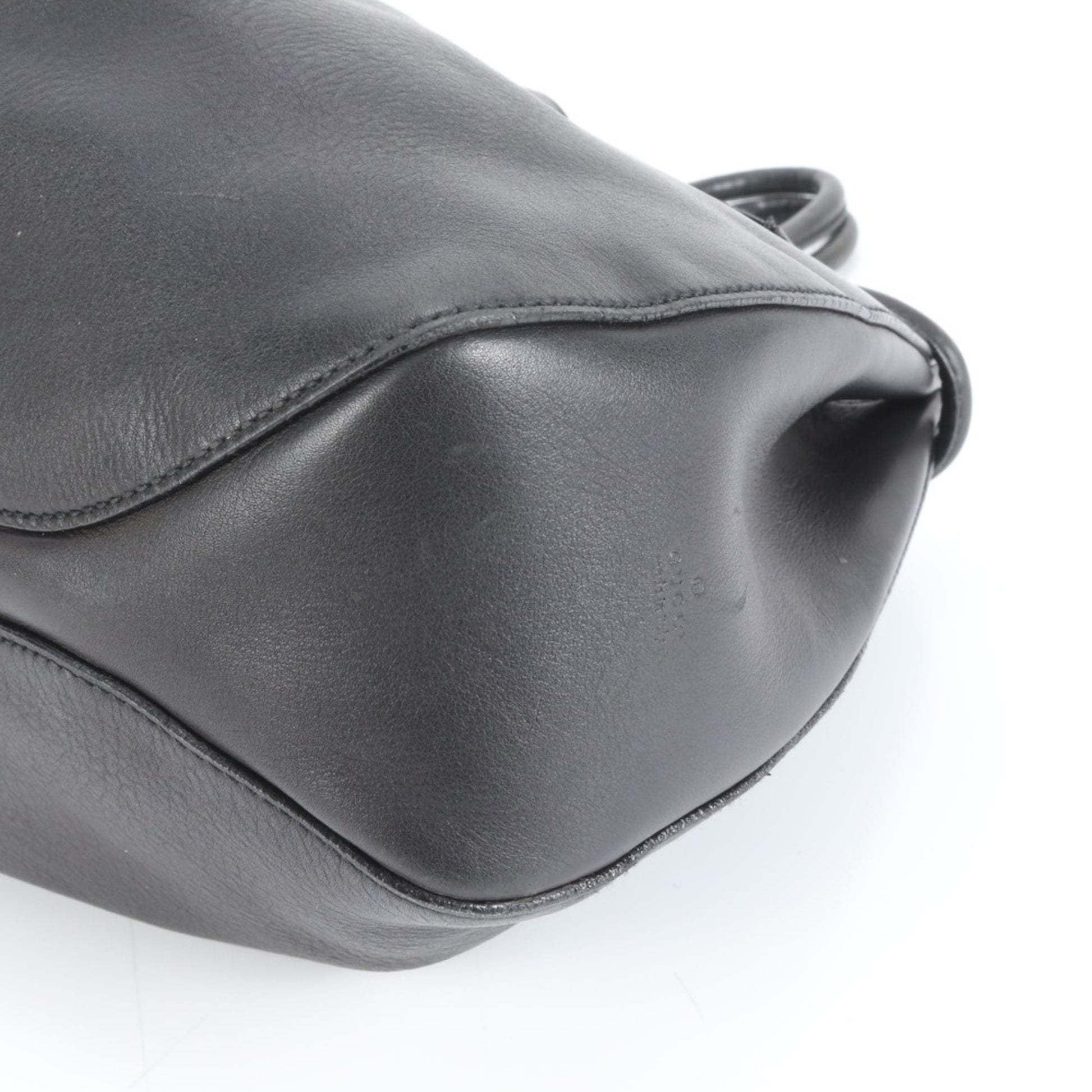 Gucci Black Leather Pouch Tote Bag