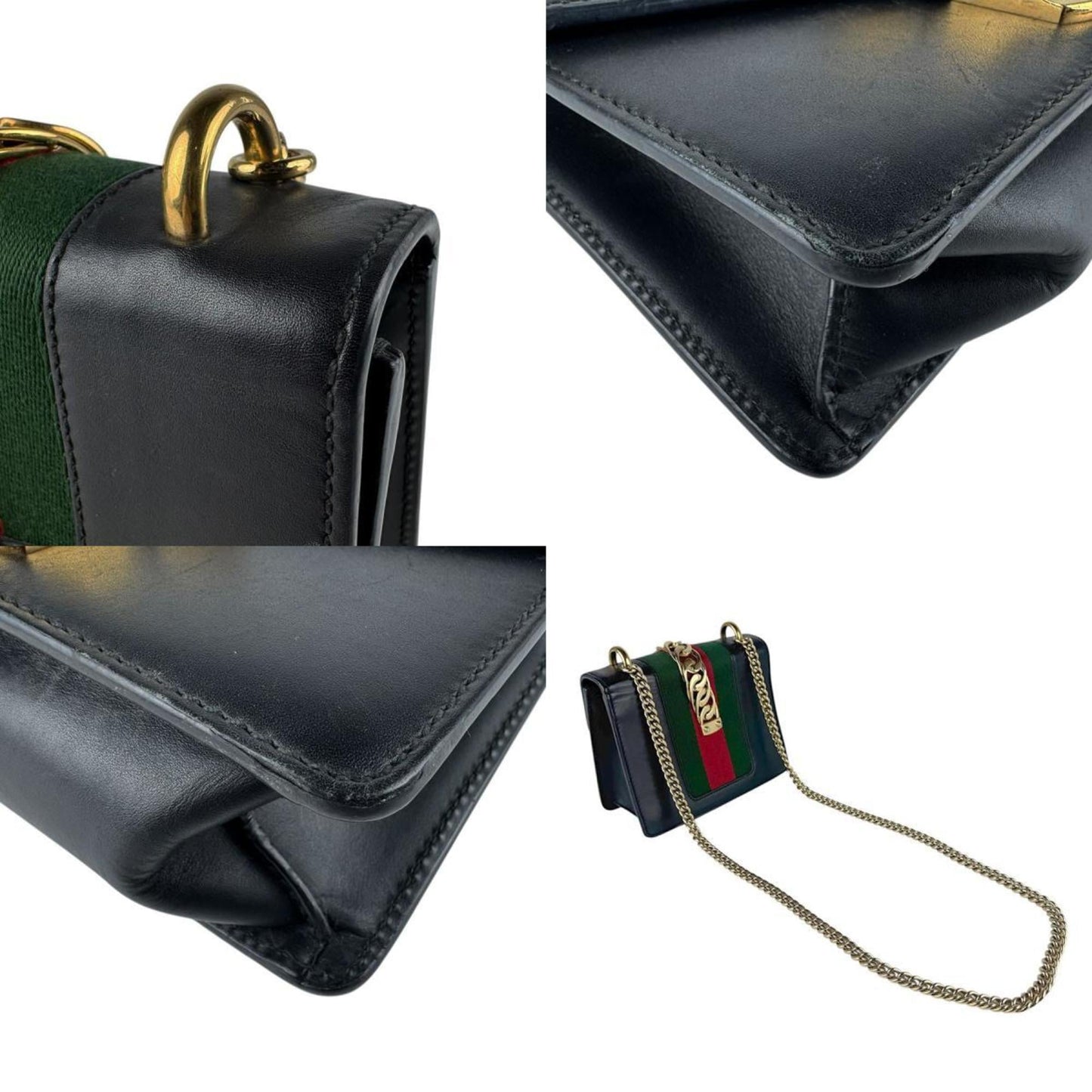 Gucci Black Leather Metal Shoulder Bag