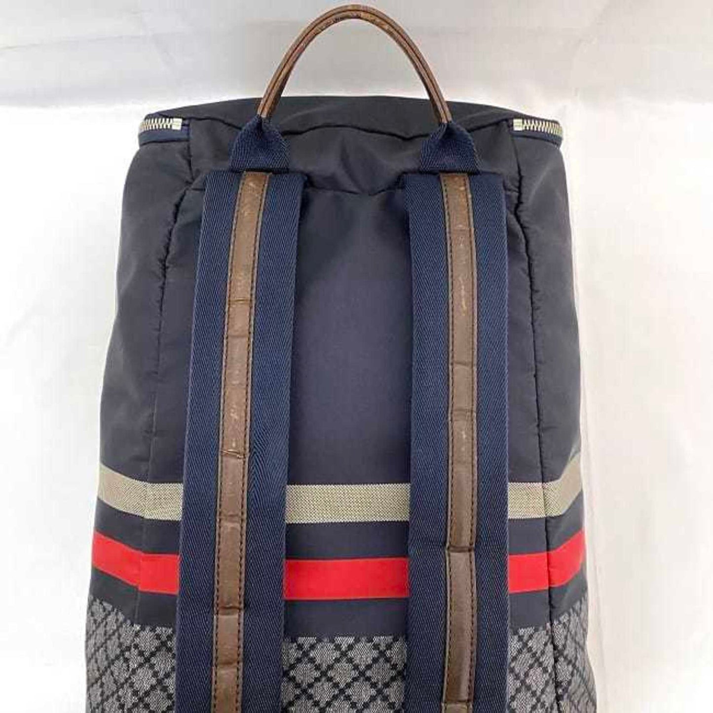 Gucci Diamante Gray Navy Nylon Leather Backpack