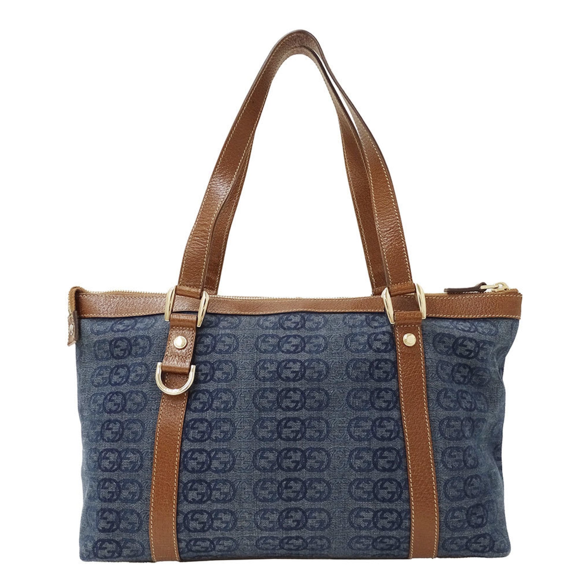 Gucci Blue Brown Denim Tote Bag
