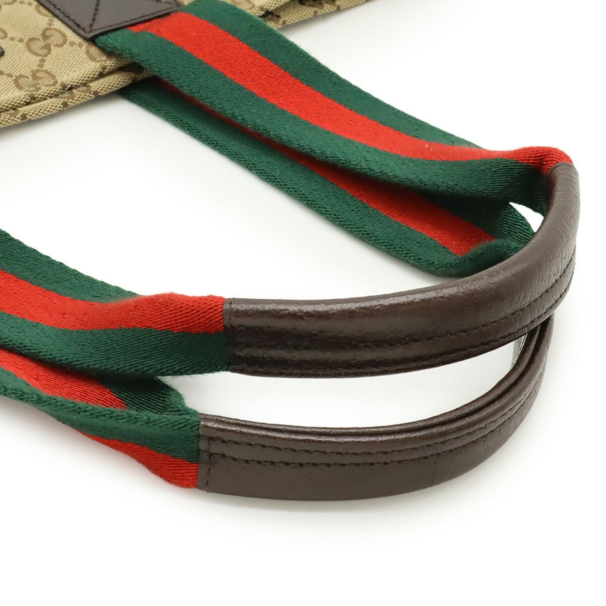 Gucci Beige Green Ivory Khaki Red Color Gg Canvas Leather Shoulder Bag Tote Bag