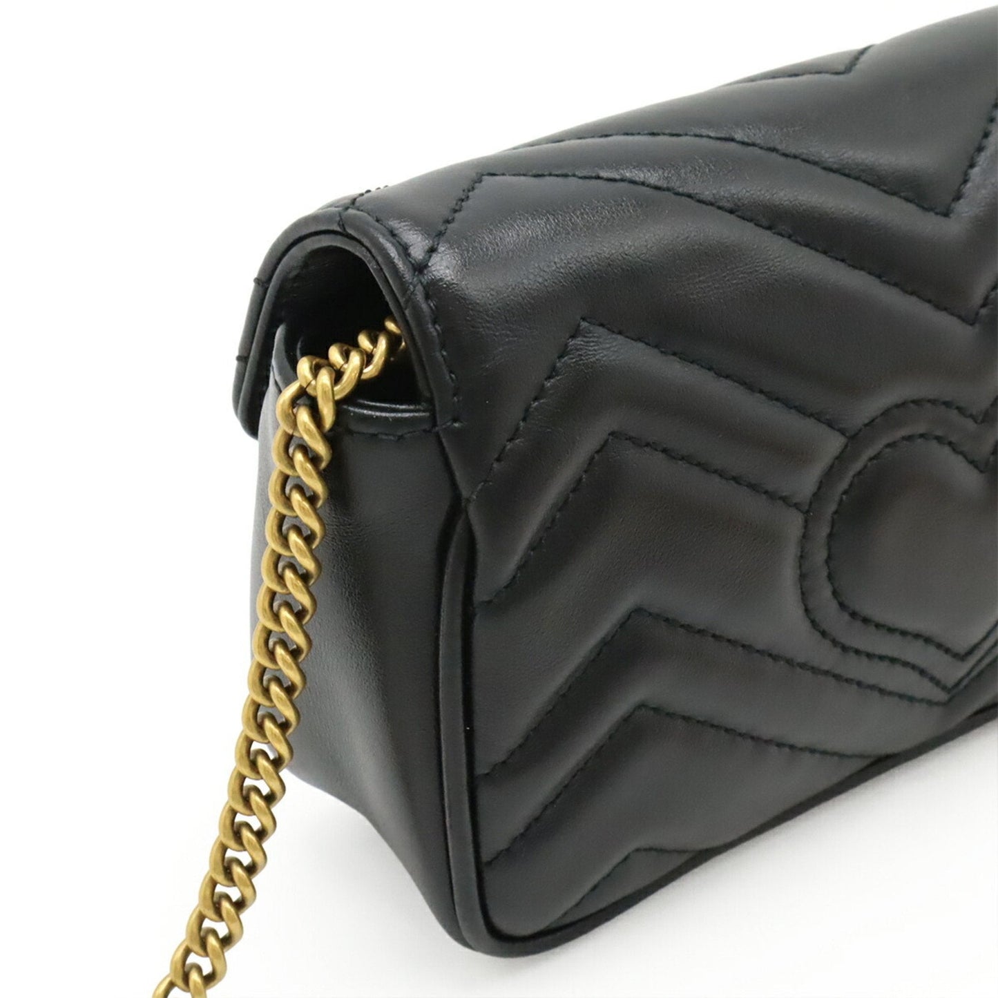 Gucci Gg Marmont Black Leather Pochette Shoulder Bag