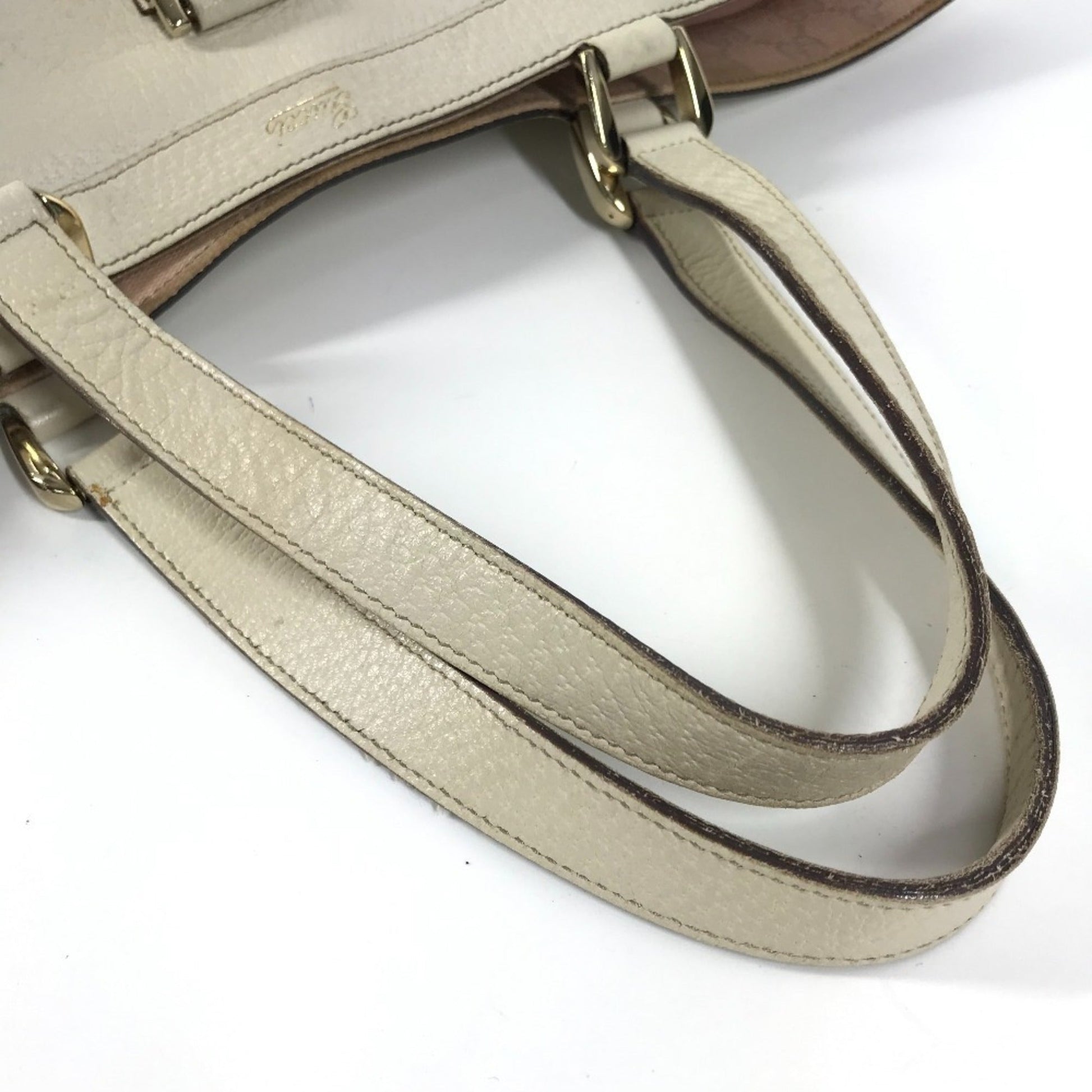 Gucci Pink White Leather Handbag Shoulder Bag Tote Bag