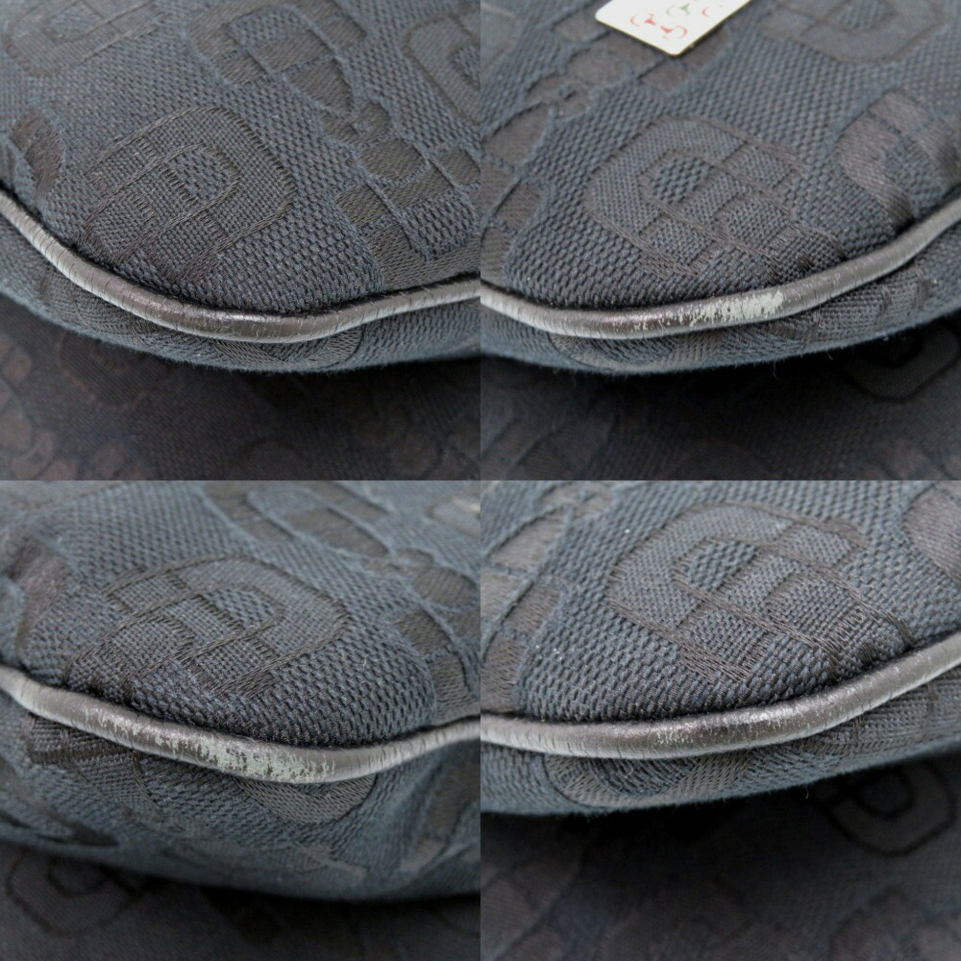 Gucci Horsebit Black Canvas Shoulder Bag