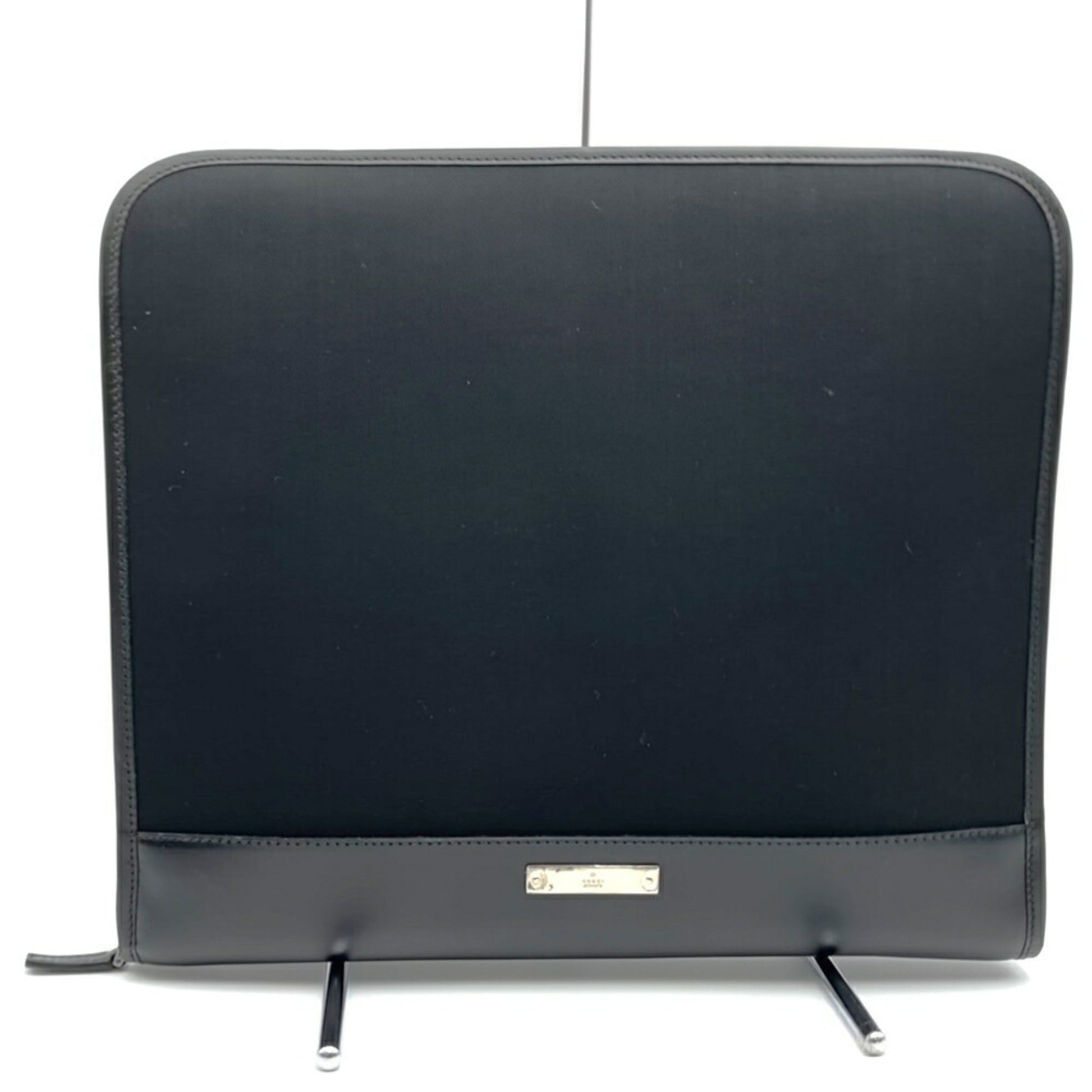 Gucci Black Nylon Leather Clutch Bag