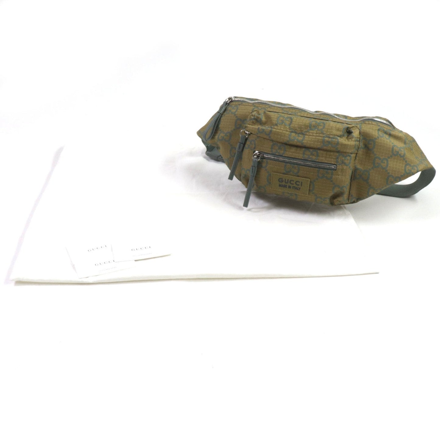 Gucci Khaki Nylon Leather Fanny Pack