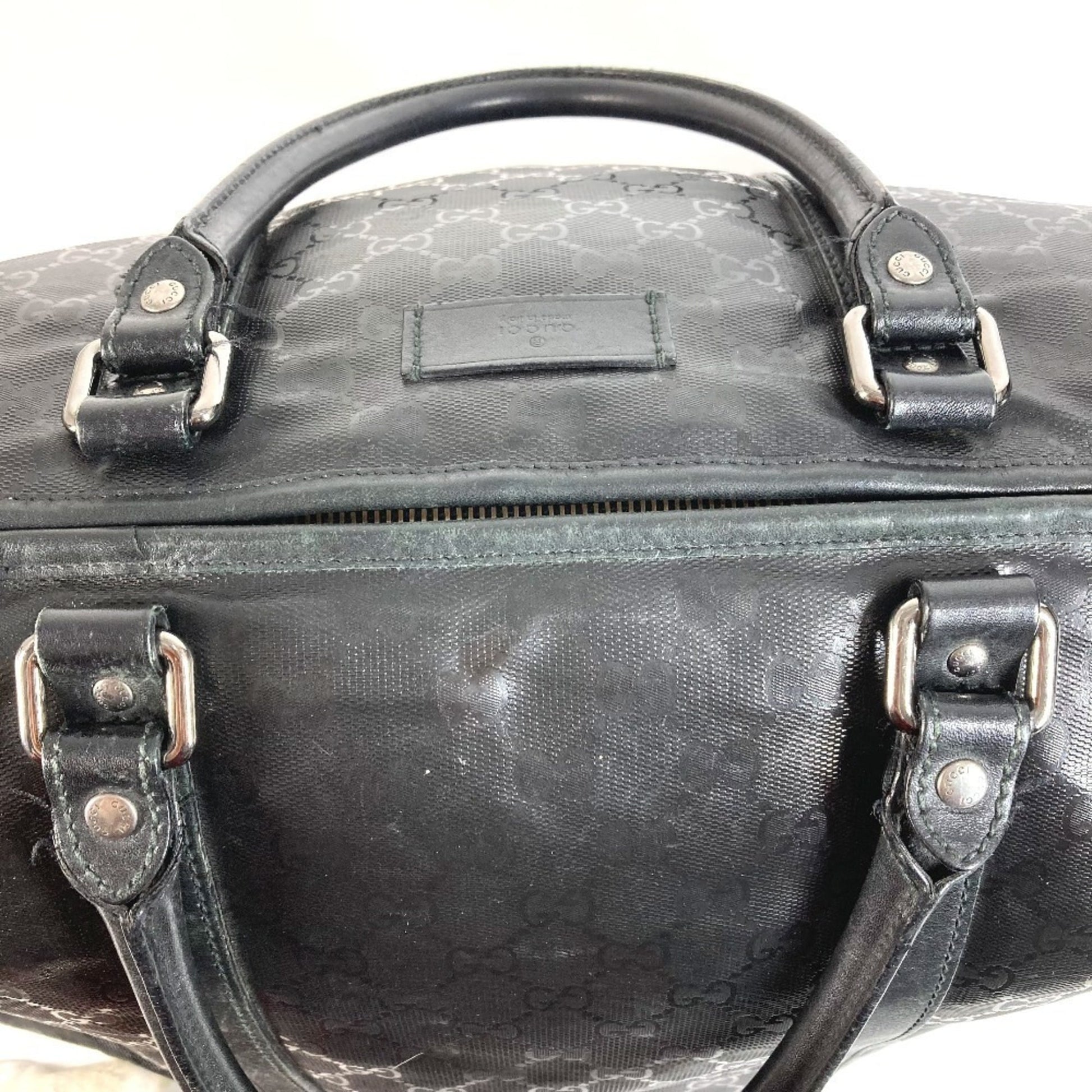 Gucci Gg Imprimé Black Leather Gg Imprimé Boston Bag Shoulder Bag Tote Bag