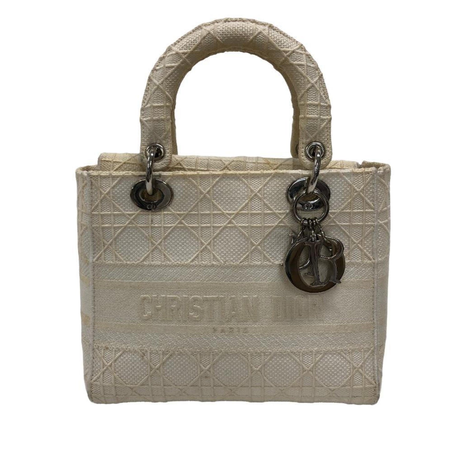 Dior Handbag Christian Lady Canvas White