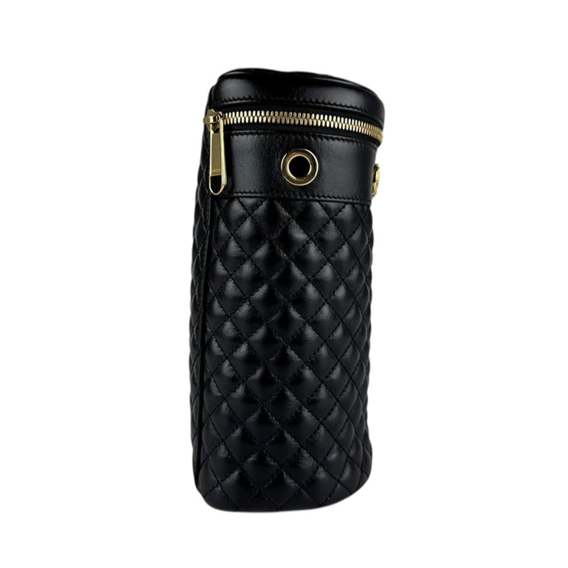 Gucci Black Gold Leather Metal Shoulder Bag