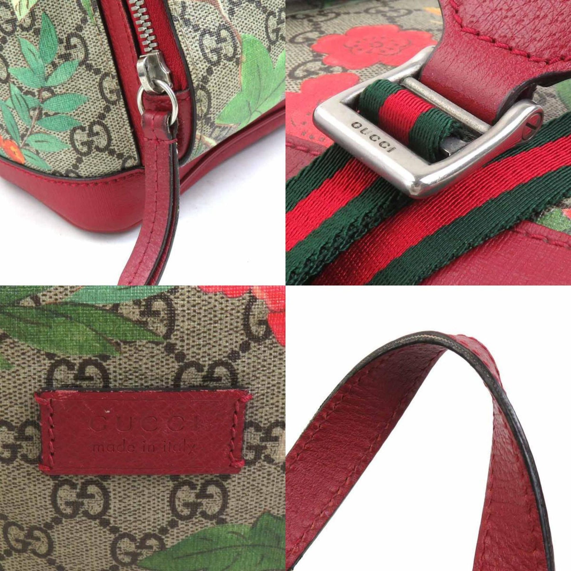 Gucci Beige Brown Multi-Color Red Color Gg Supreme Canvas Leather Backpack