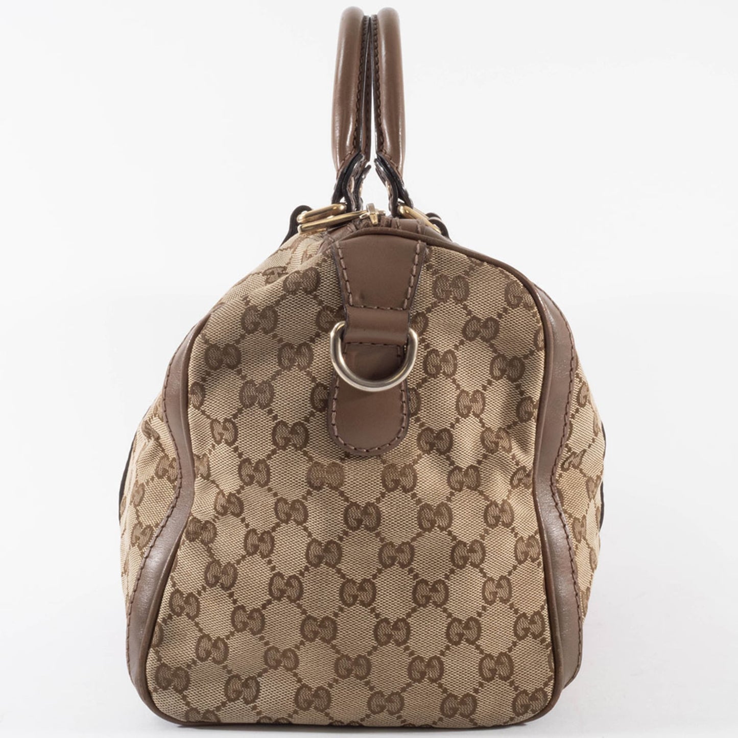 Gucci Brown Pink Gg Canvas Leather Boston Bag Shoulder Bag
