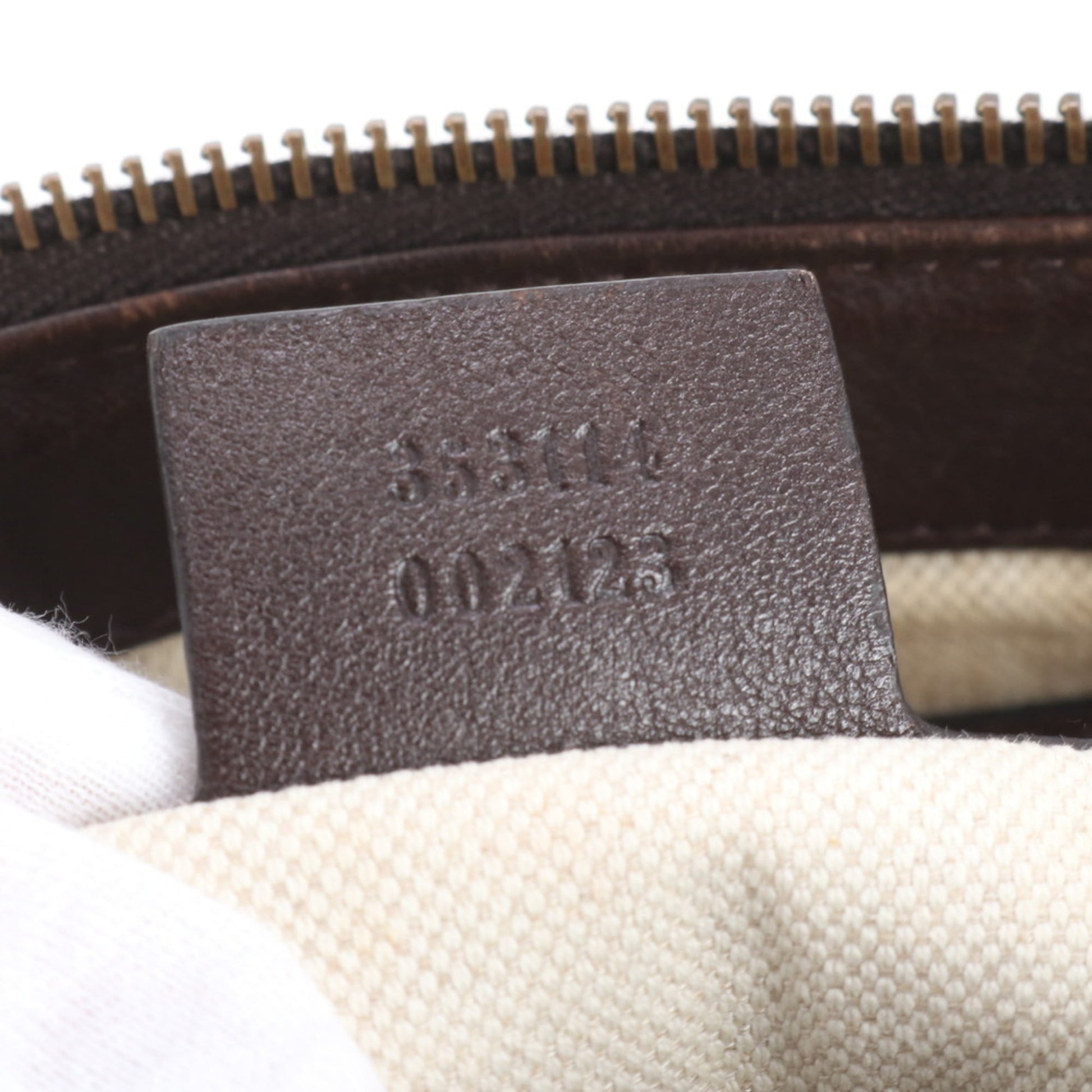 Gucci Brown Leather Canvas Handbag