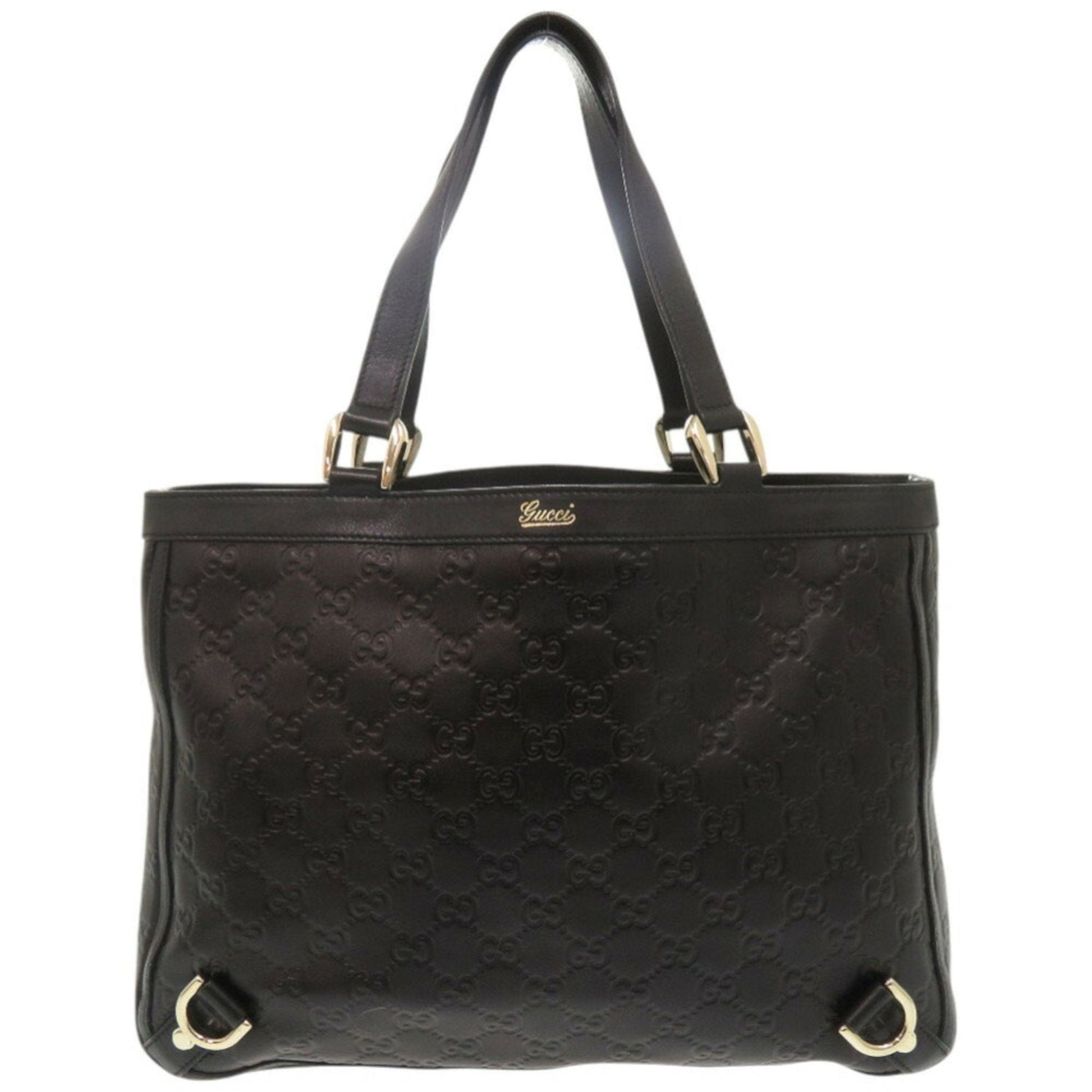 Gucci Black Leather Handbag Tote Bag