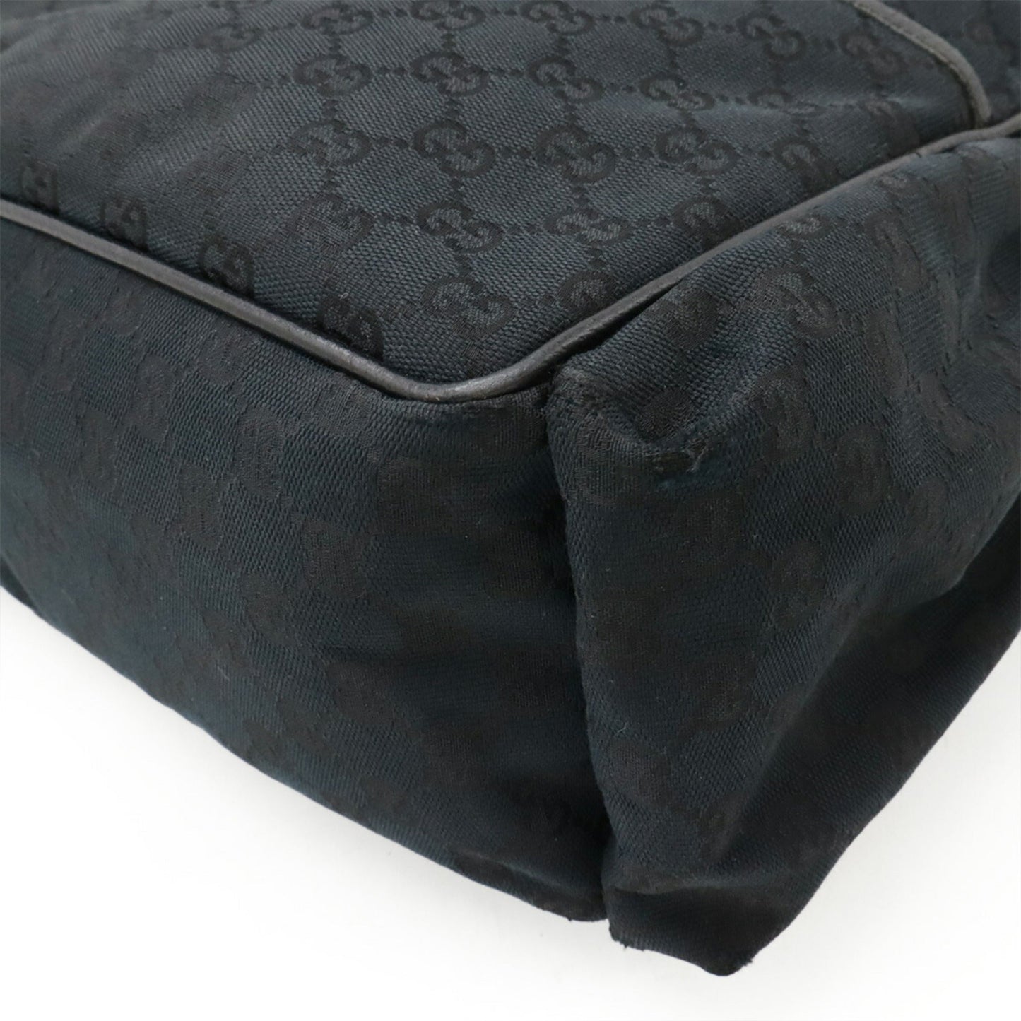 Gucci Black Gg Canvas Leather Shoulder Bag
