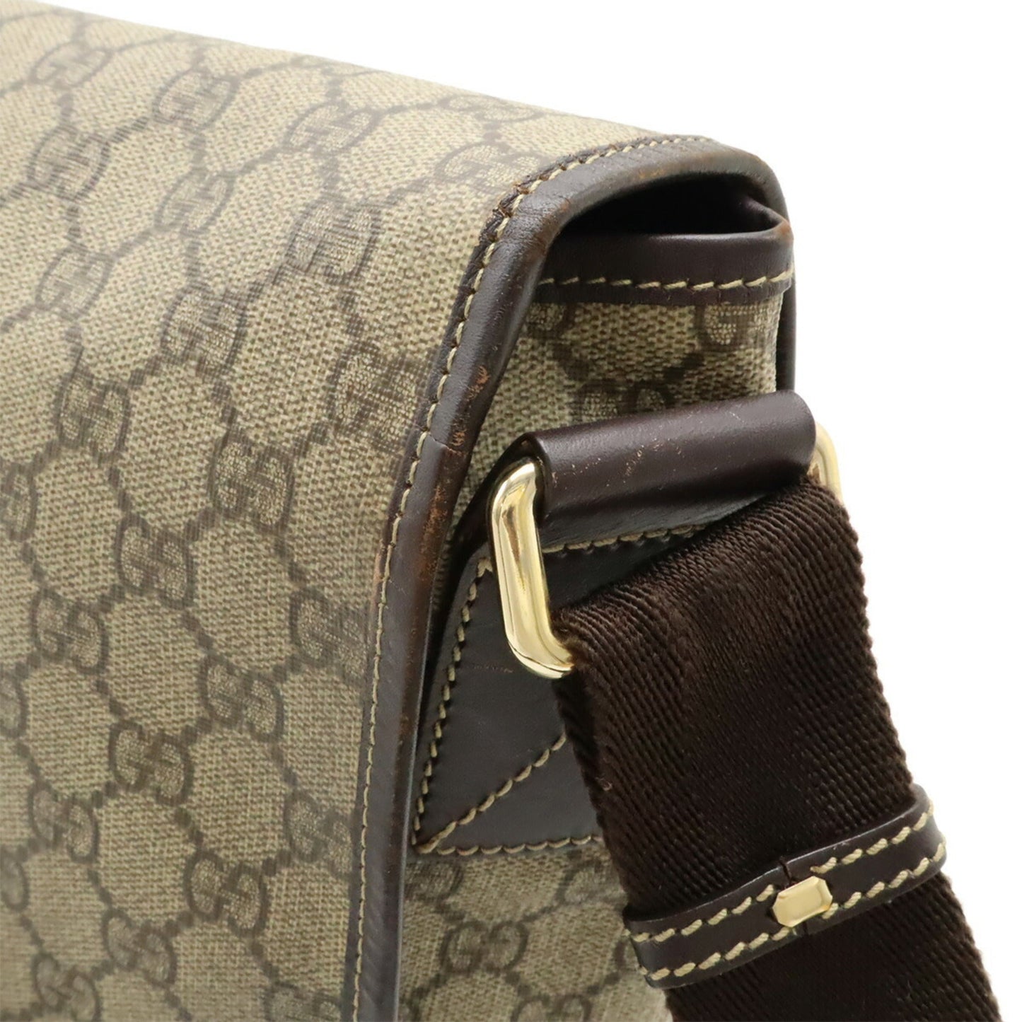 Gucci Beige Dark Brown Gg Supreme Leather Shoulder Bag