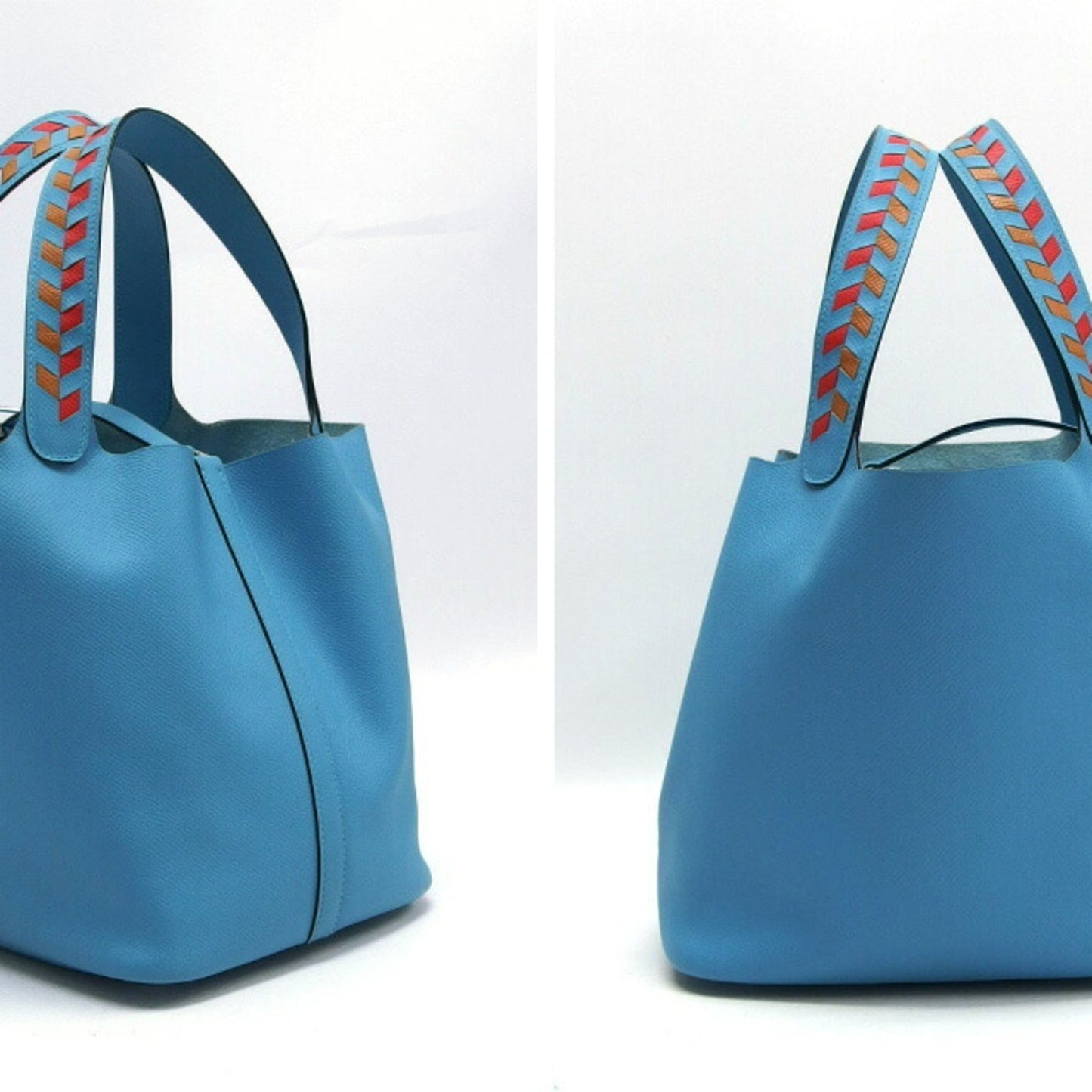 Hermes Picotin Light Epsom Handbag Tote Bag Leather Blue
