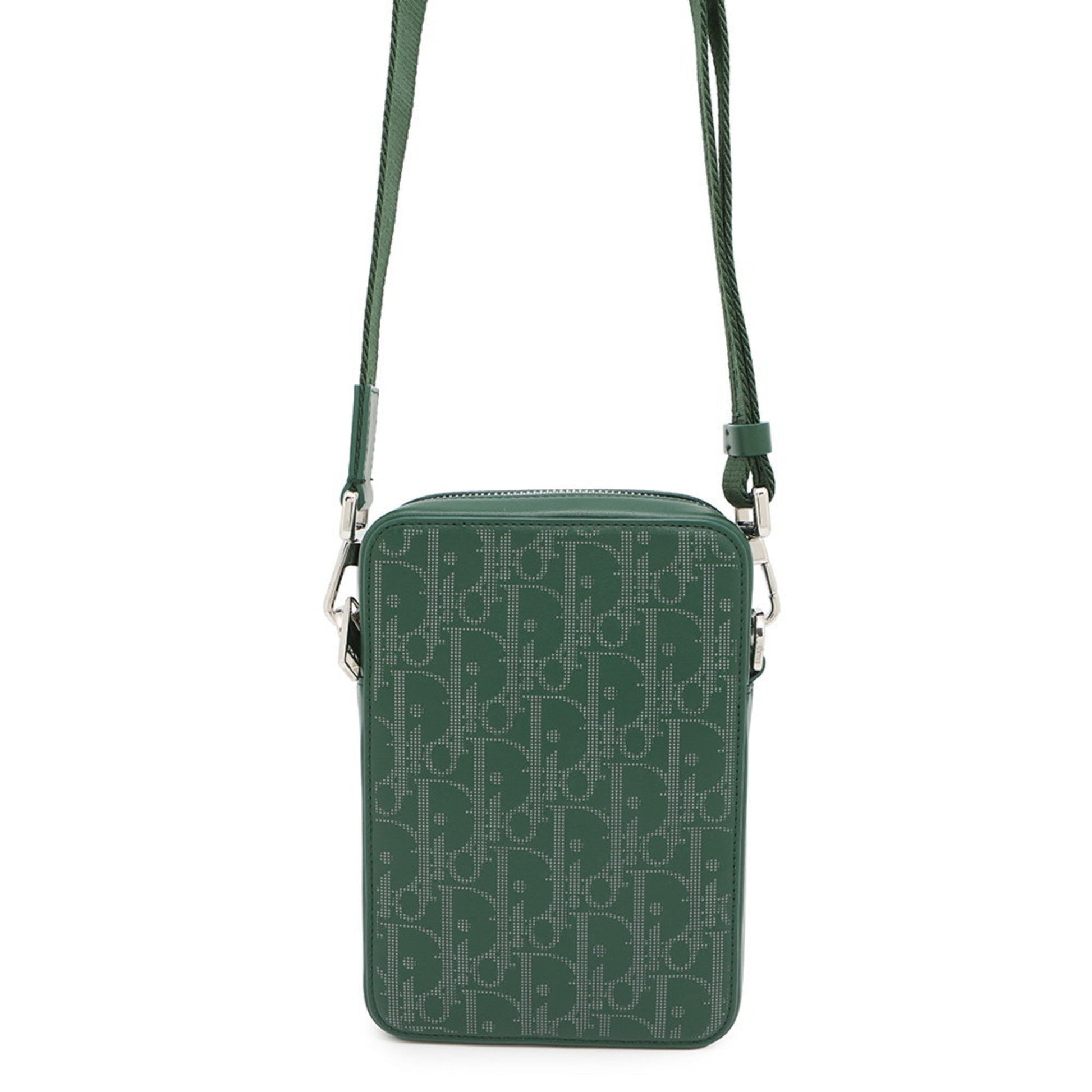 Dior Handbag Christian Shoulder Bag Leather Green