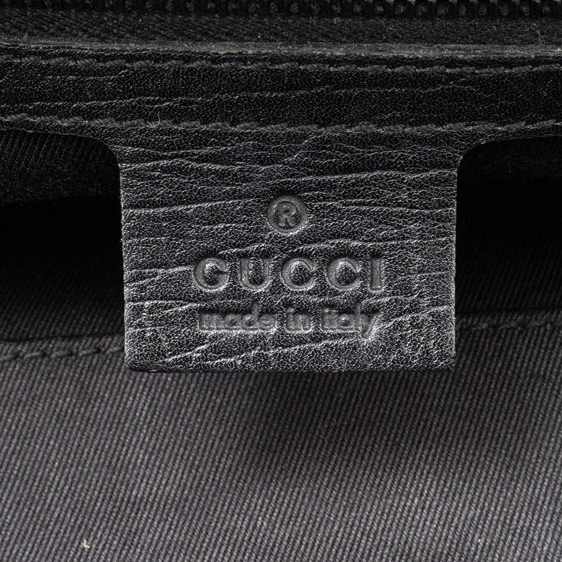 Gucci Gg Canvas Beige Black Gg Canvas Leather Handbag
