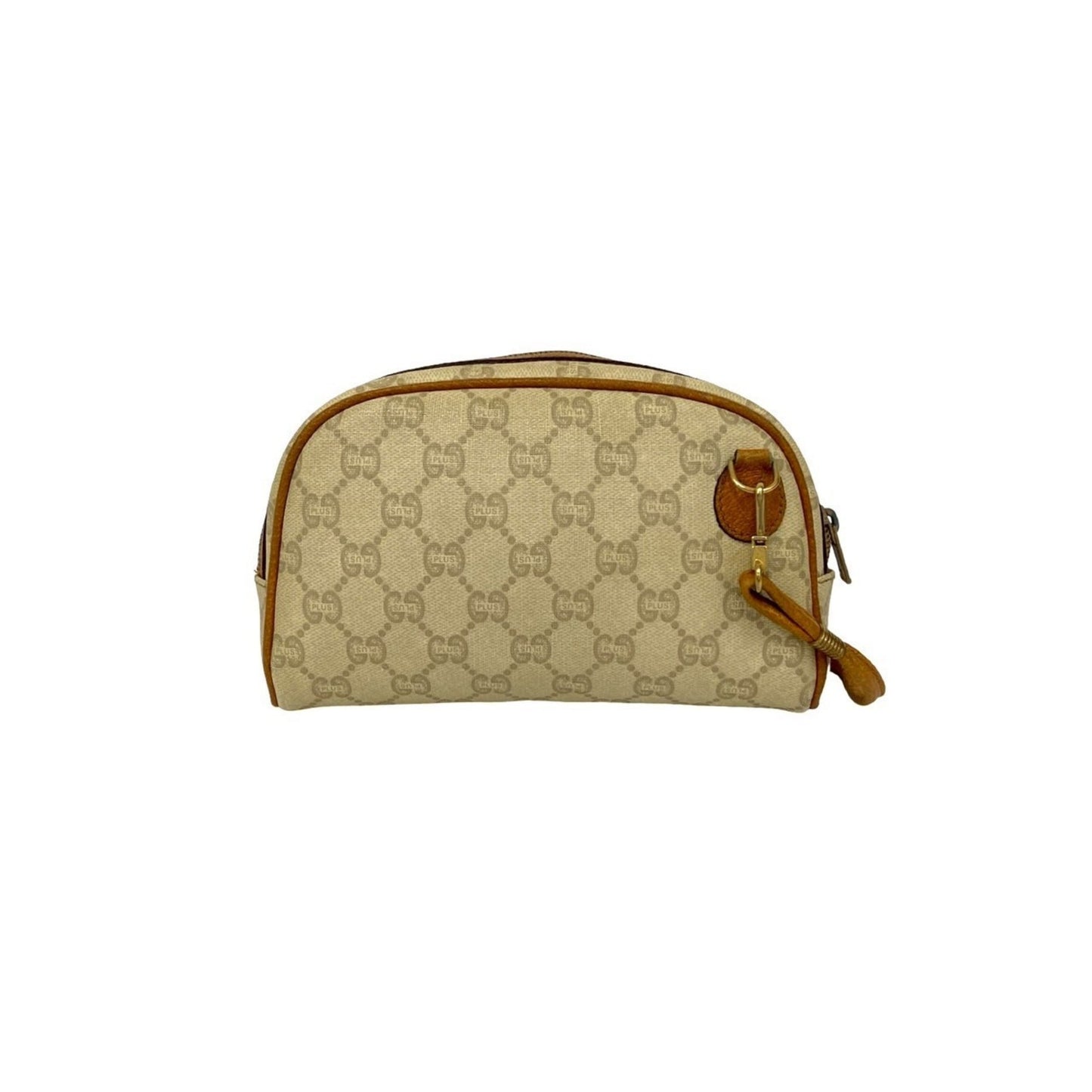 Gucci Beige Brown Leather Pvc Pochette Shoulder Bag