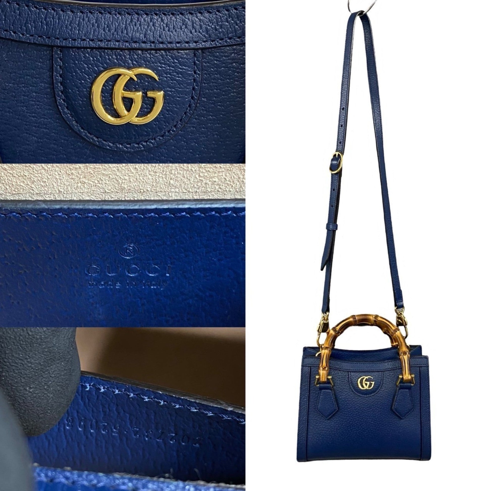 Gucci Navy Leather Handbag Shoulder Bag
