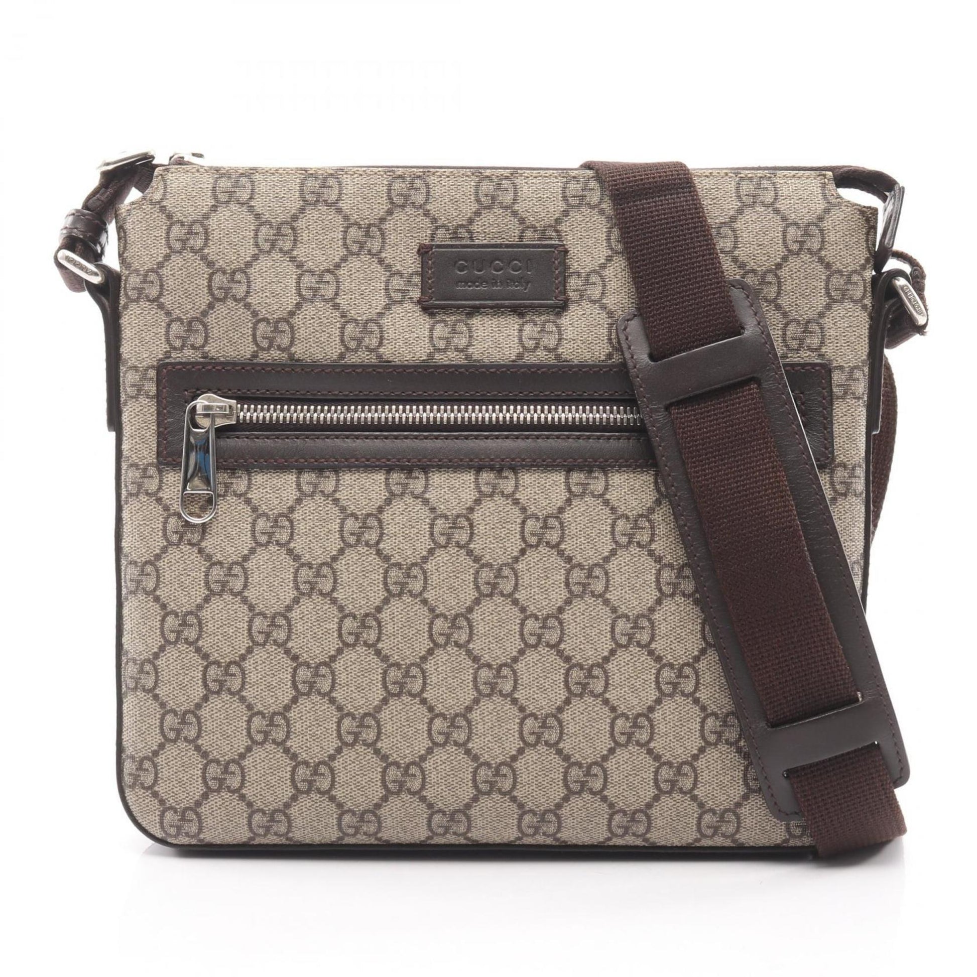 Gucci Beige Brown Gg Supreme Leather Shoulder Bag