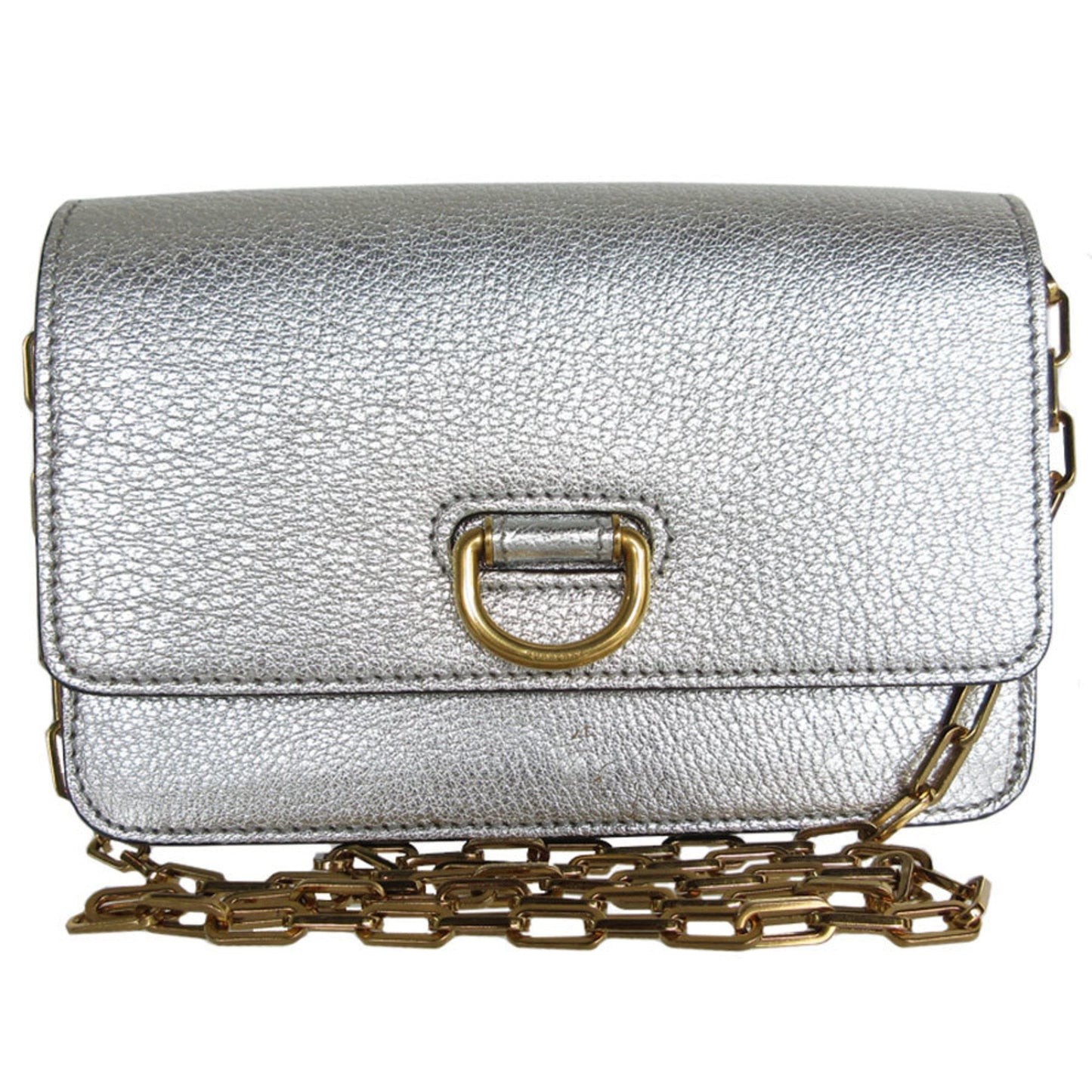Burberry Shoulder Bag Leather Silver