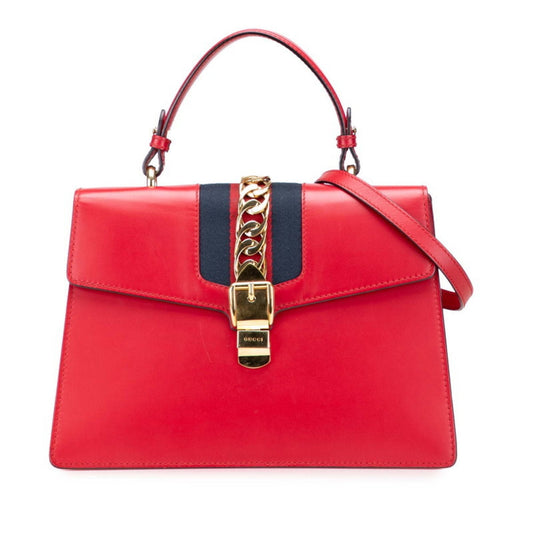 Gucci Sherry Line Red Color Leather Handbag Shoulder Bag