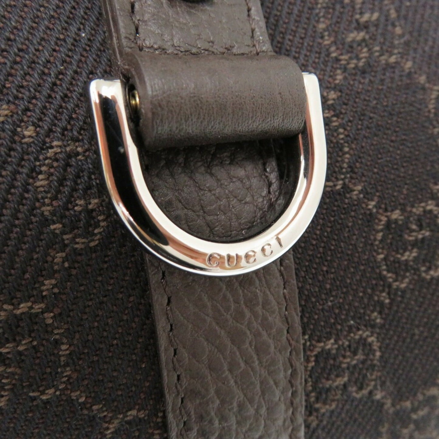 Gucci Dark Brown Canvas Leather Tote Bag