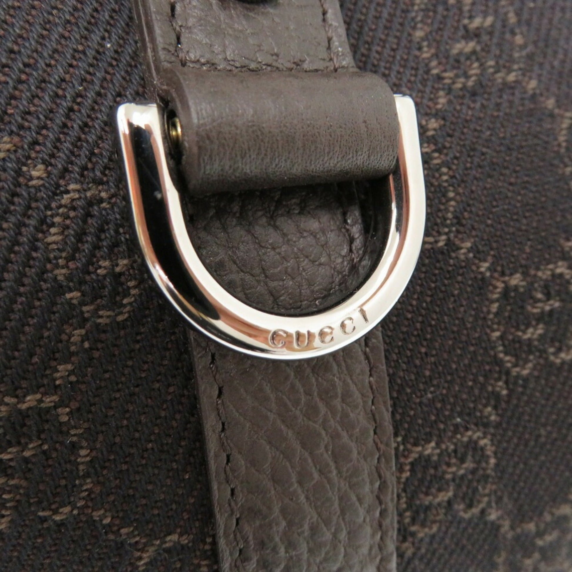 Gucci Dark Brown Canvas Leather Tote Bag