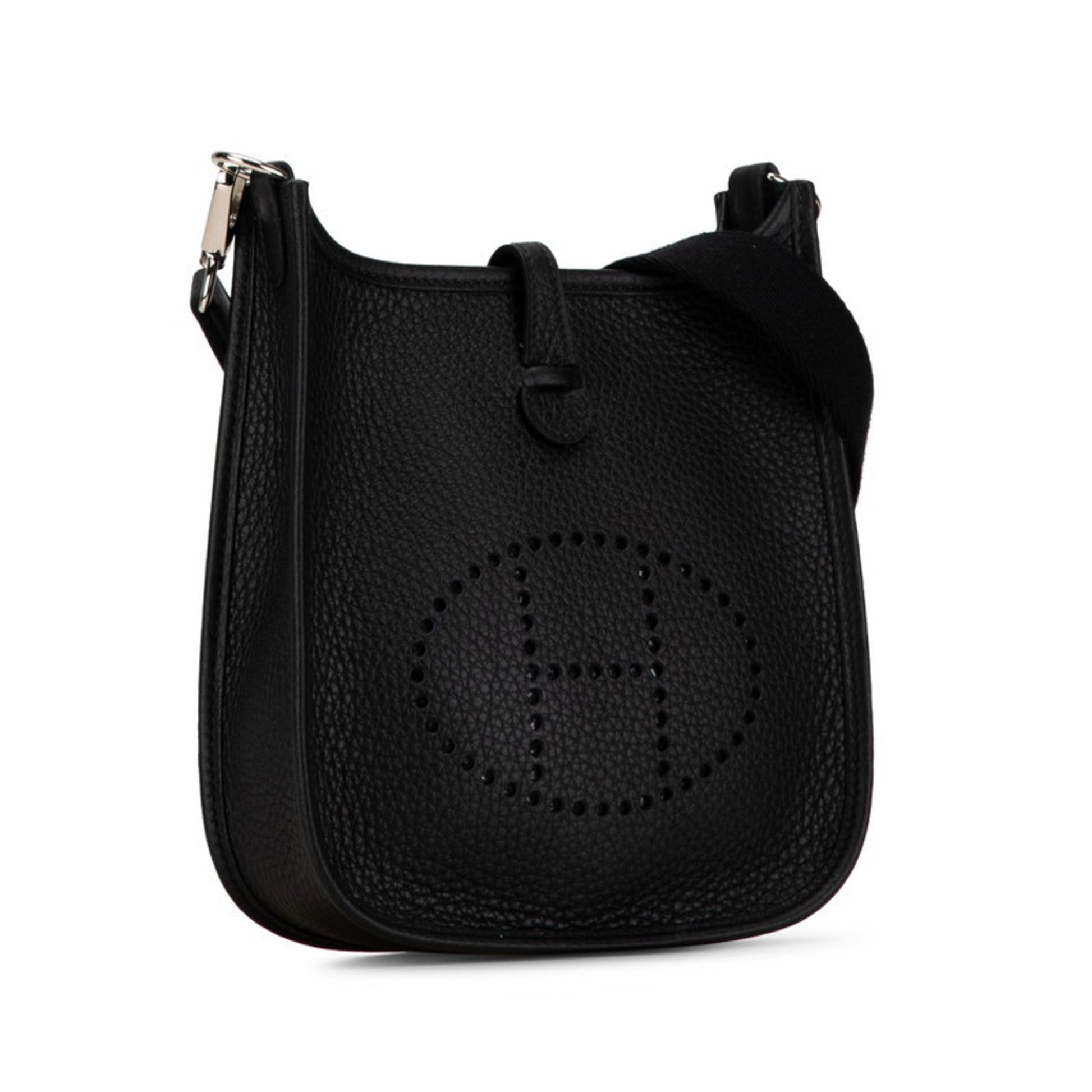 Hermes Evelyne Taurillon Clemence Shoulder Bag Leather Black Shoulder Bag 6