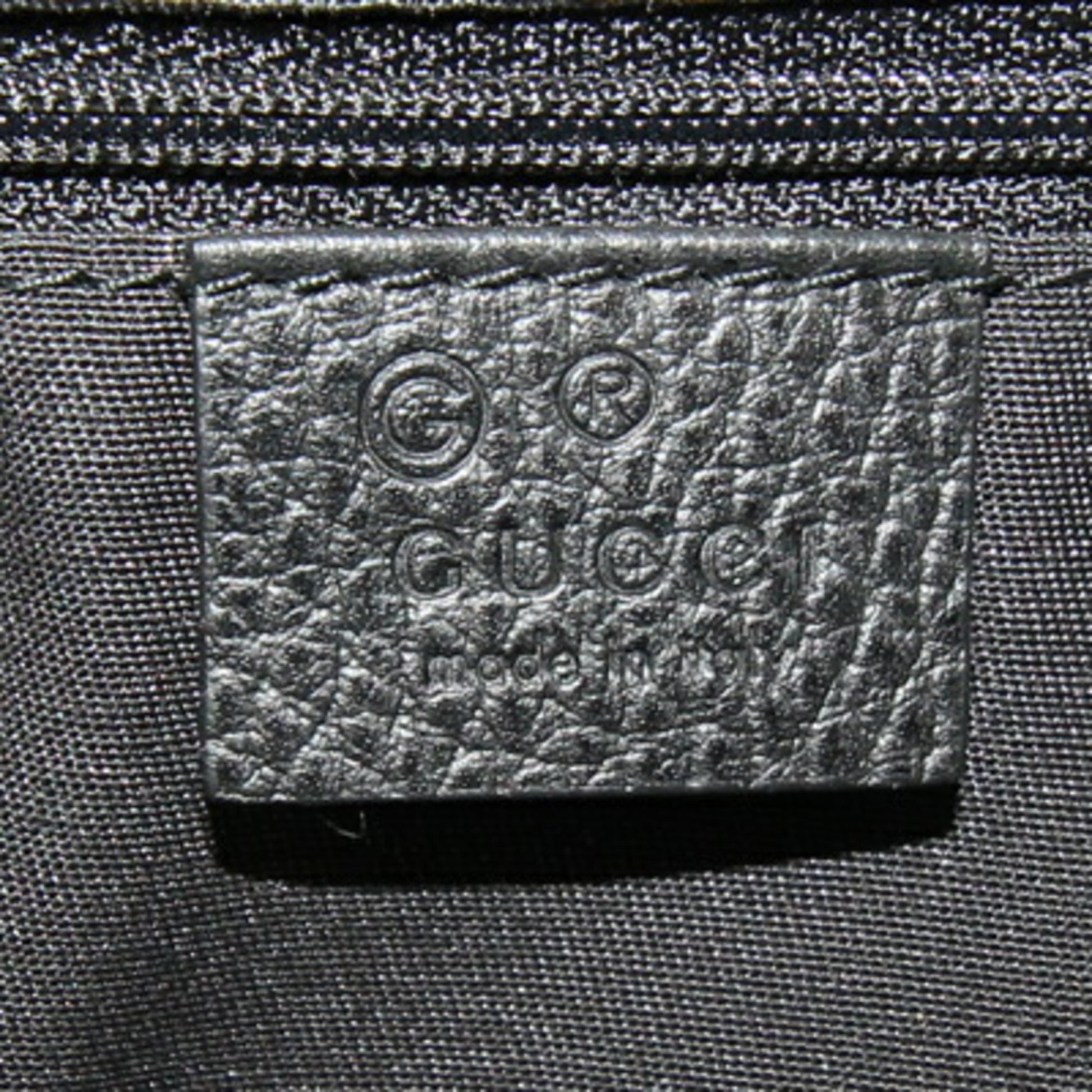 Gucci Black Nylon Leather Handbag Tote Bag
