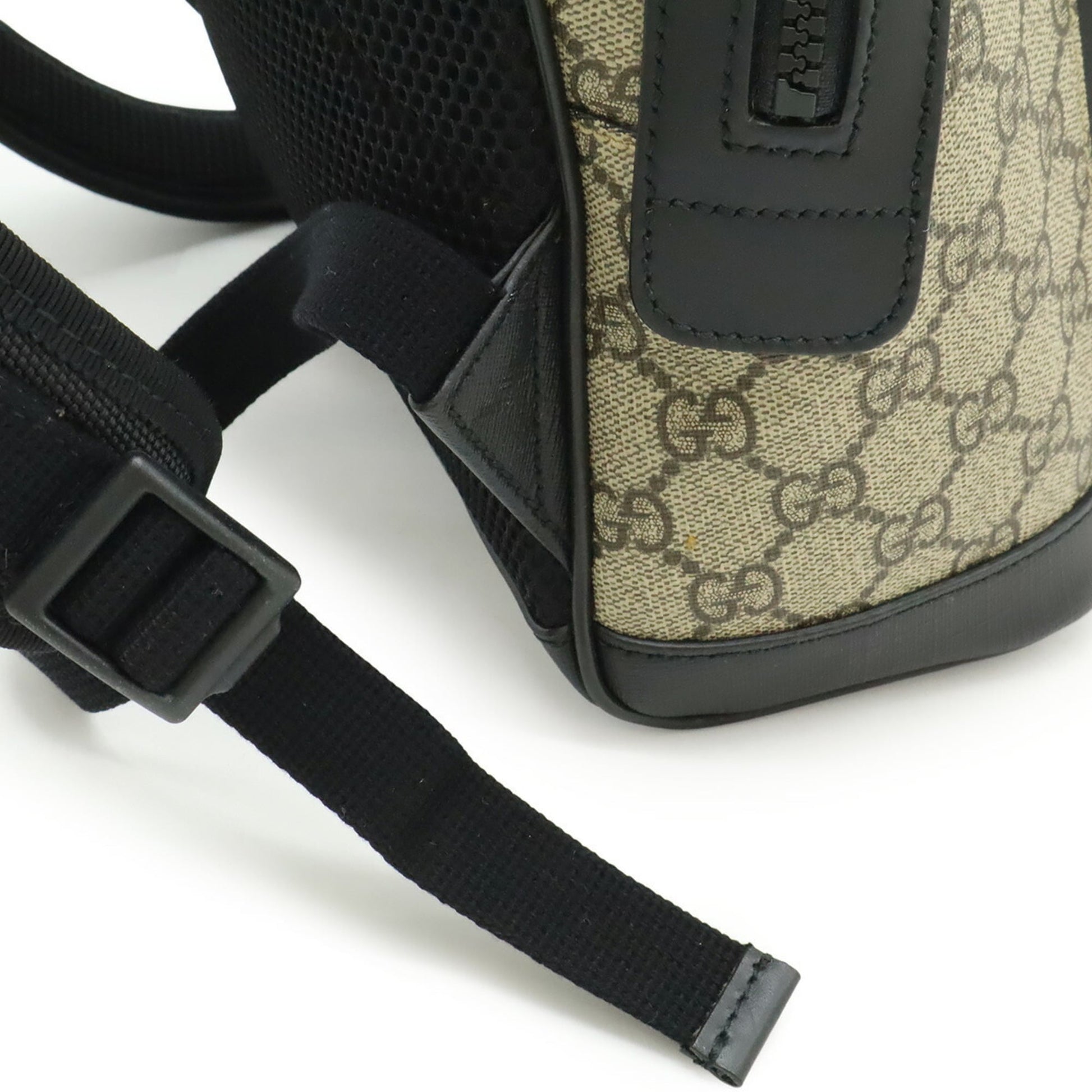 Gucci Beige Black Gg Supreme Canvas Leather Backpack