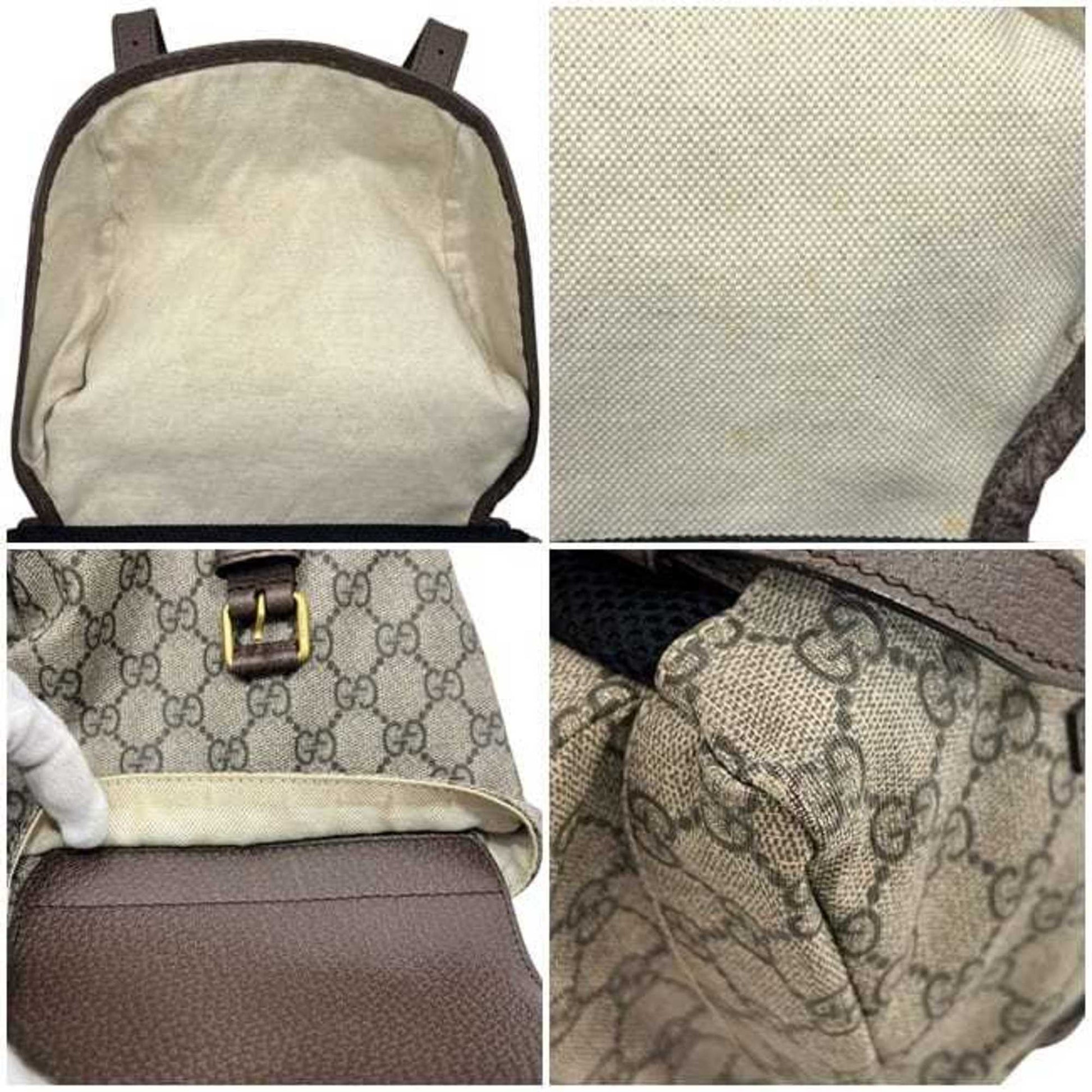 Gucci Sherry Line Beige Brown Gg Supreme Backpack