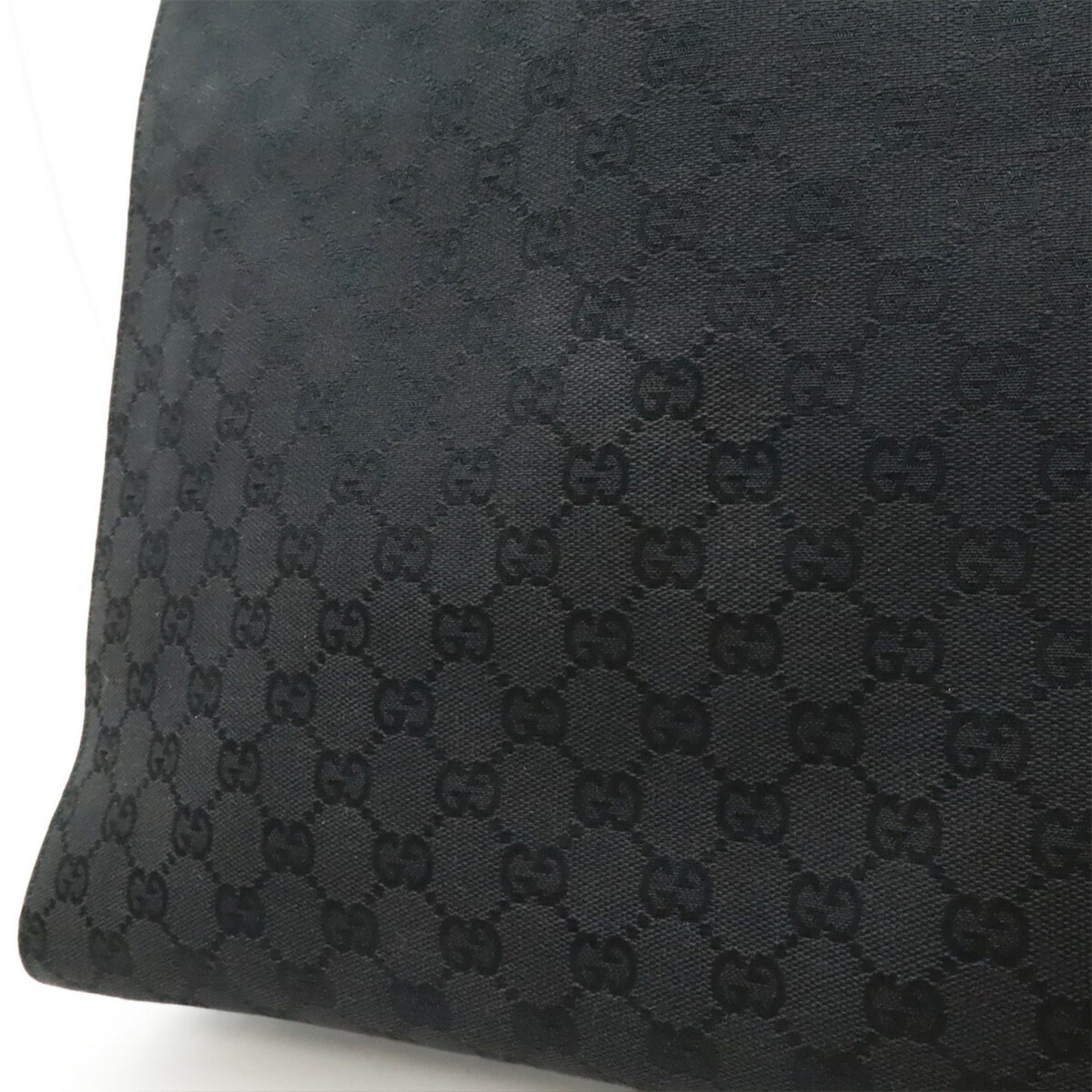 Gucci Black Canvas Leather Shoulder Bag Tote Bag