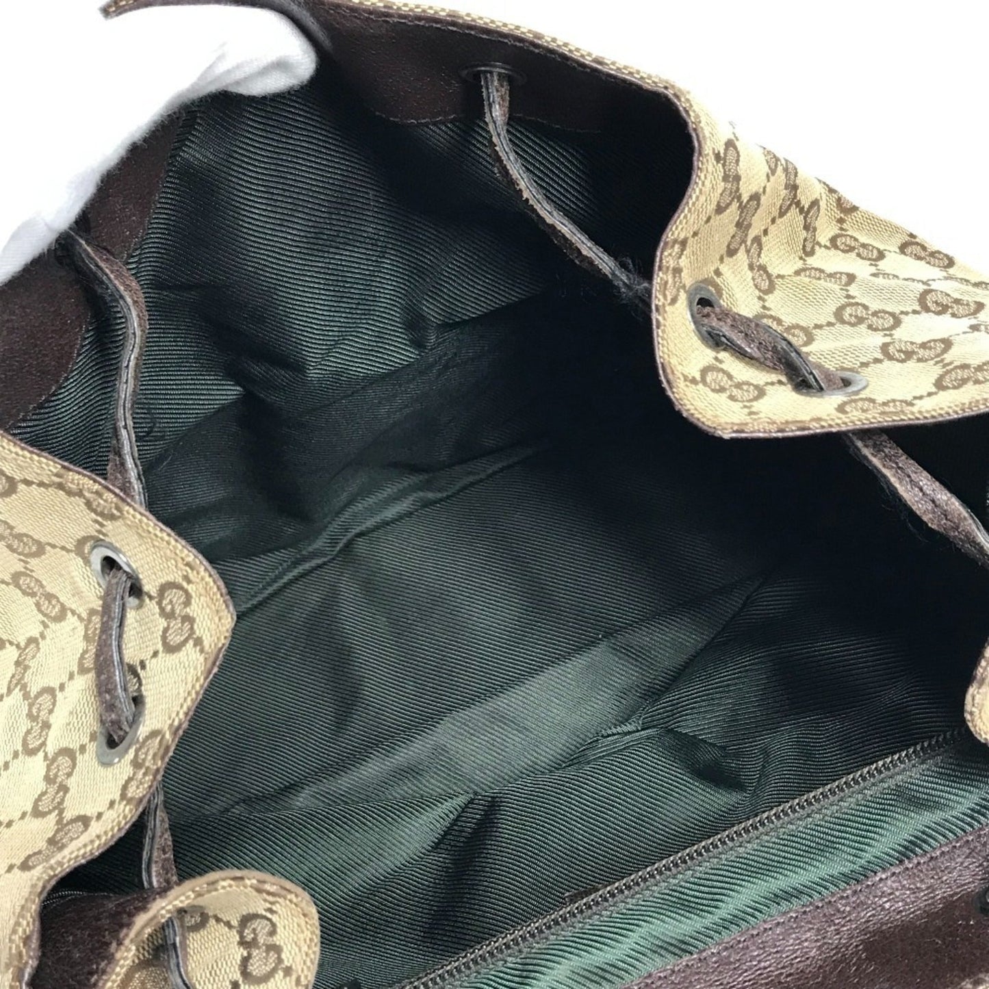 Gucci Beige Dark Brown Gg Canvas Backpack
