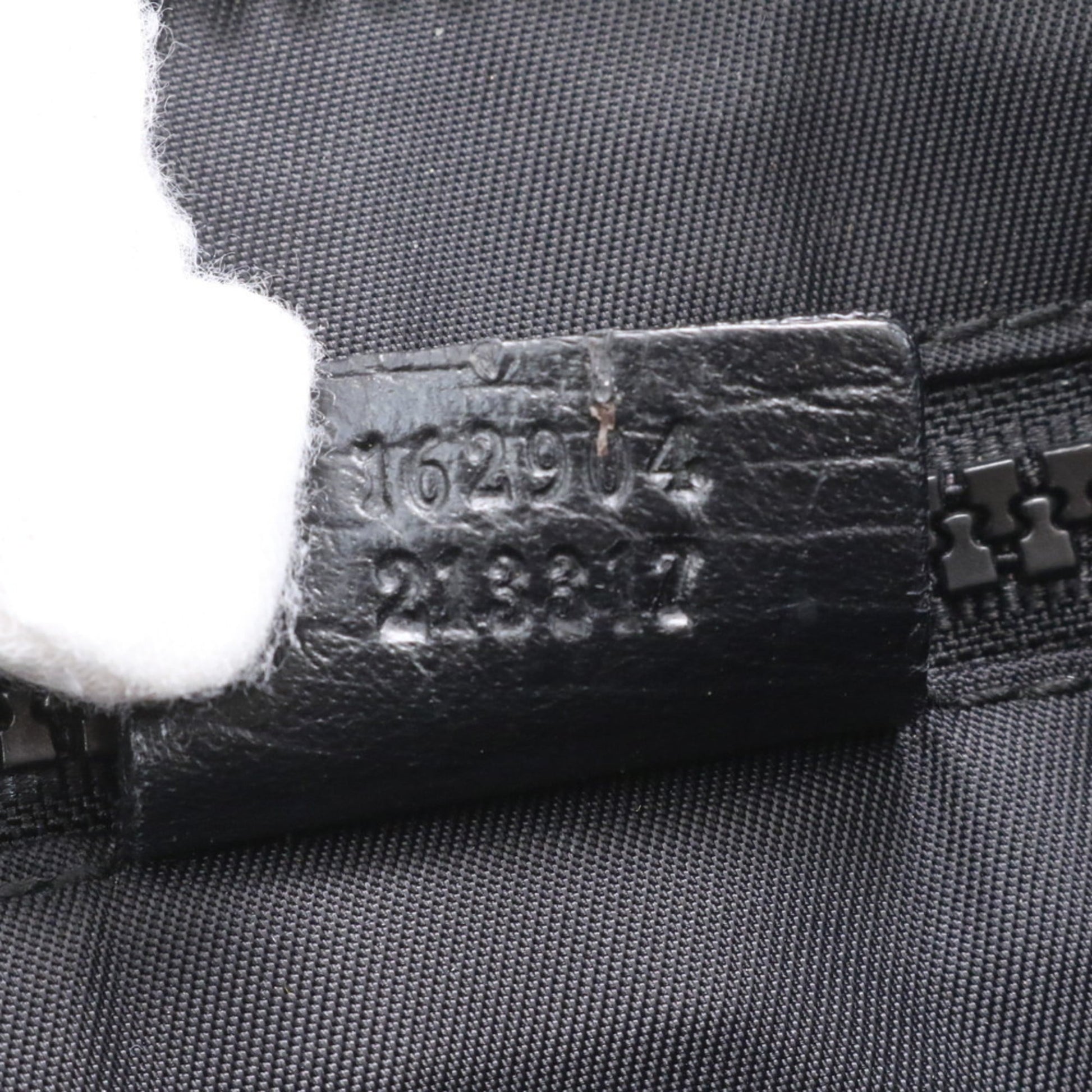 Gucci Black Leather Coated Canvas Shoulder Bag