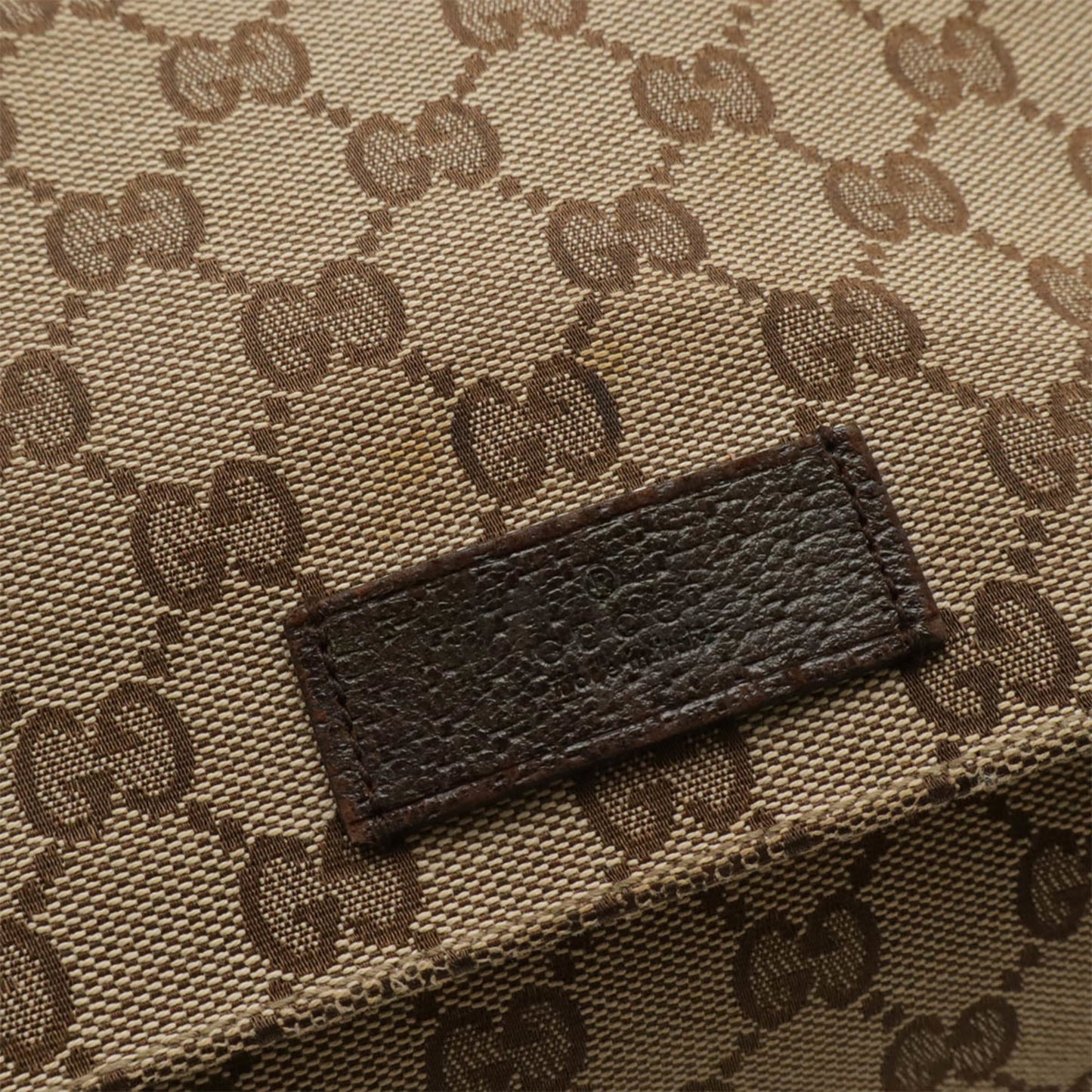 Gucci Gg Canvas Beige Dark Brown Khaki Gg Canvas Leather Shoulder Bag