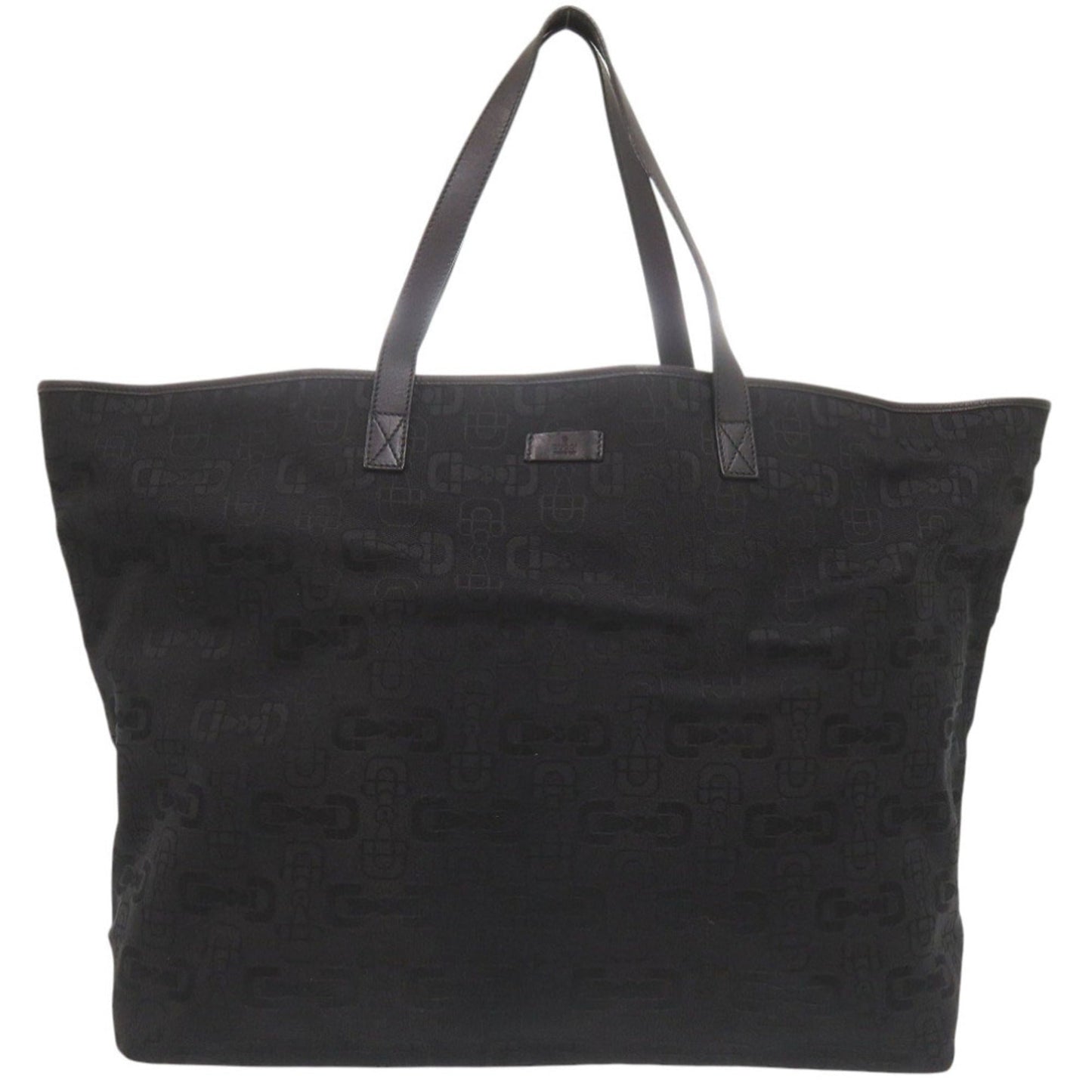 Gucci Black Canvas Leather Tote Bag