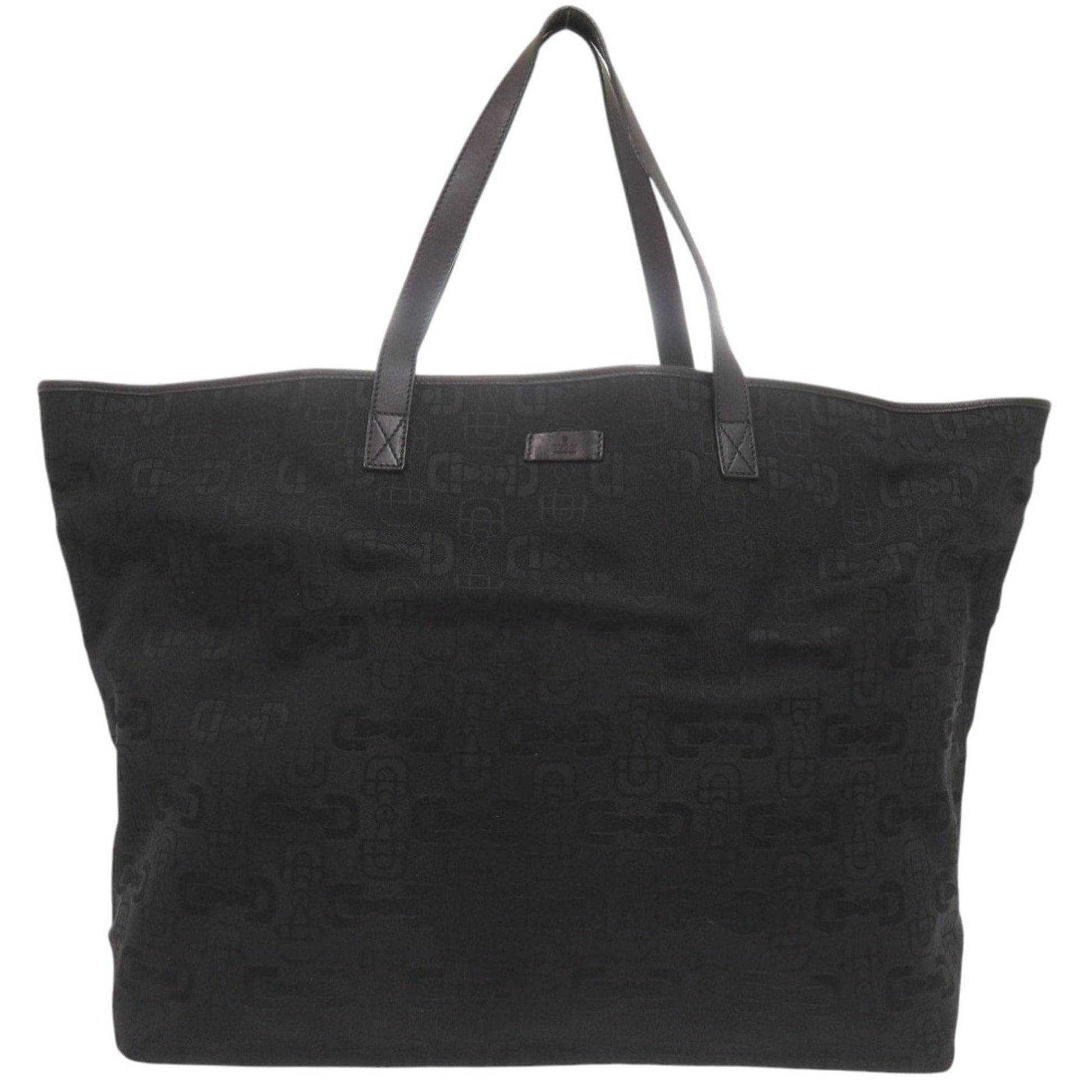 Gucci Black Canvas Leather Tote Bag