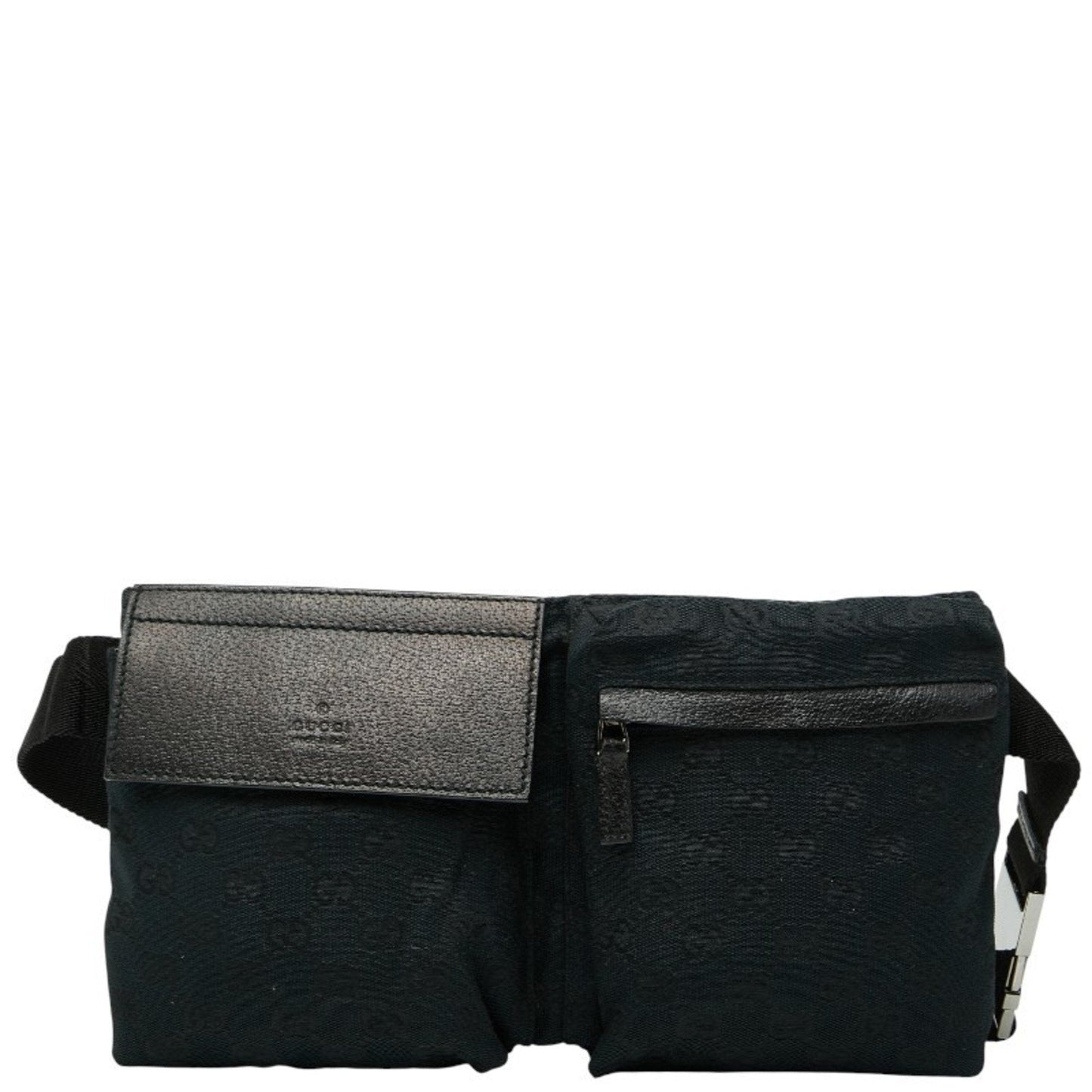 Gucci Black Canvas Leather Fanny Pack Shoulder Bag
