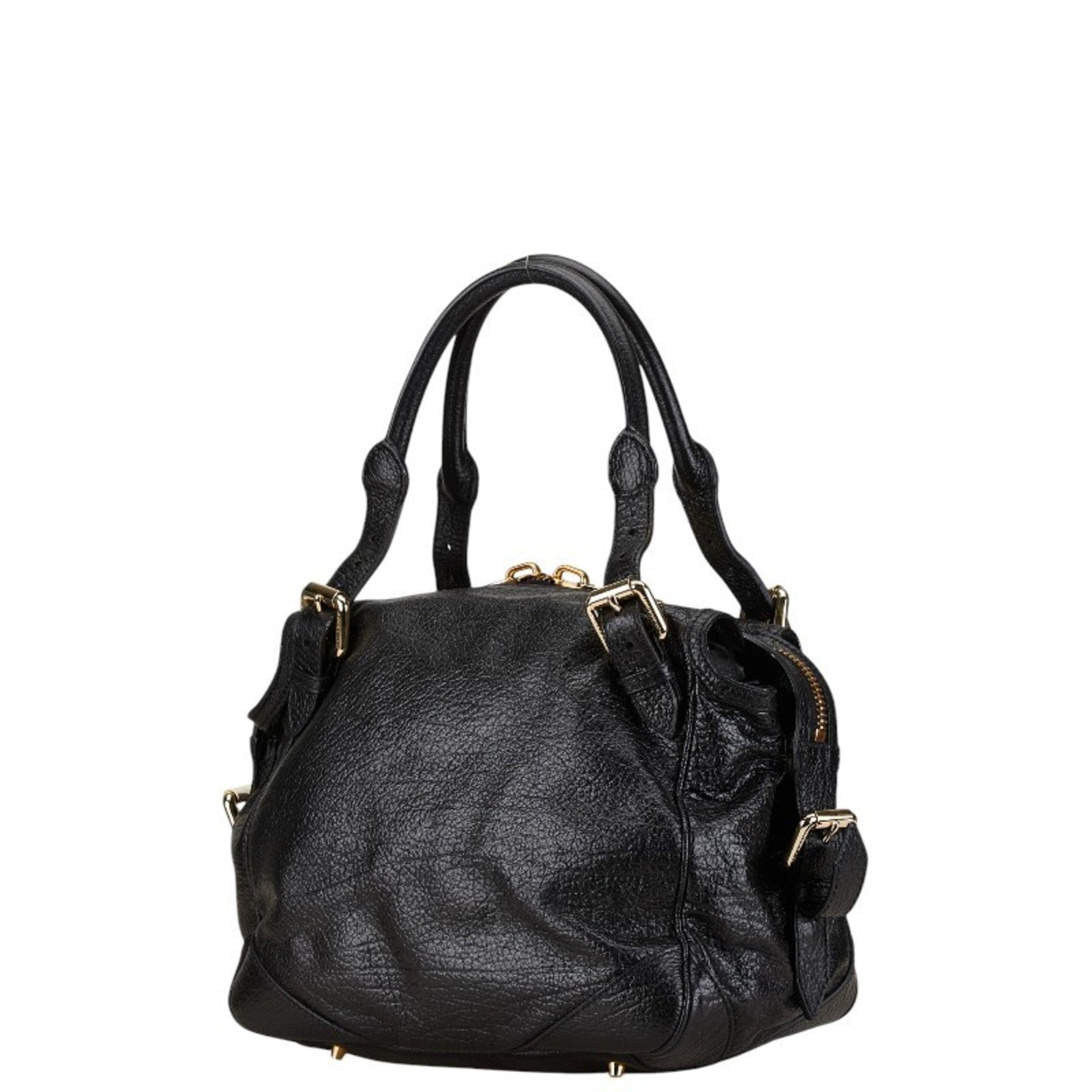 Burberry Shoulder Bag Tote Bag Leather Black