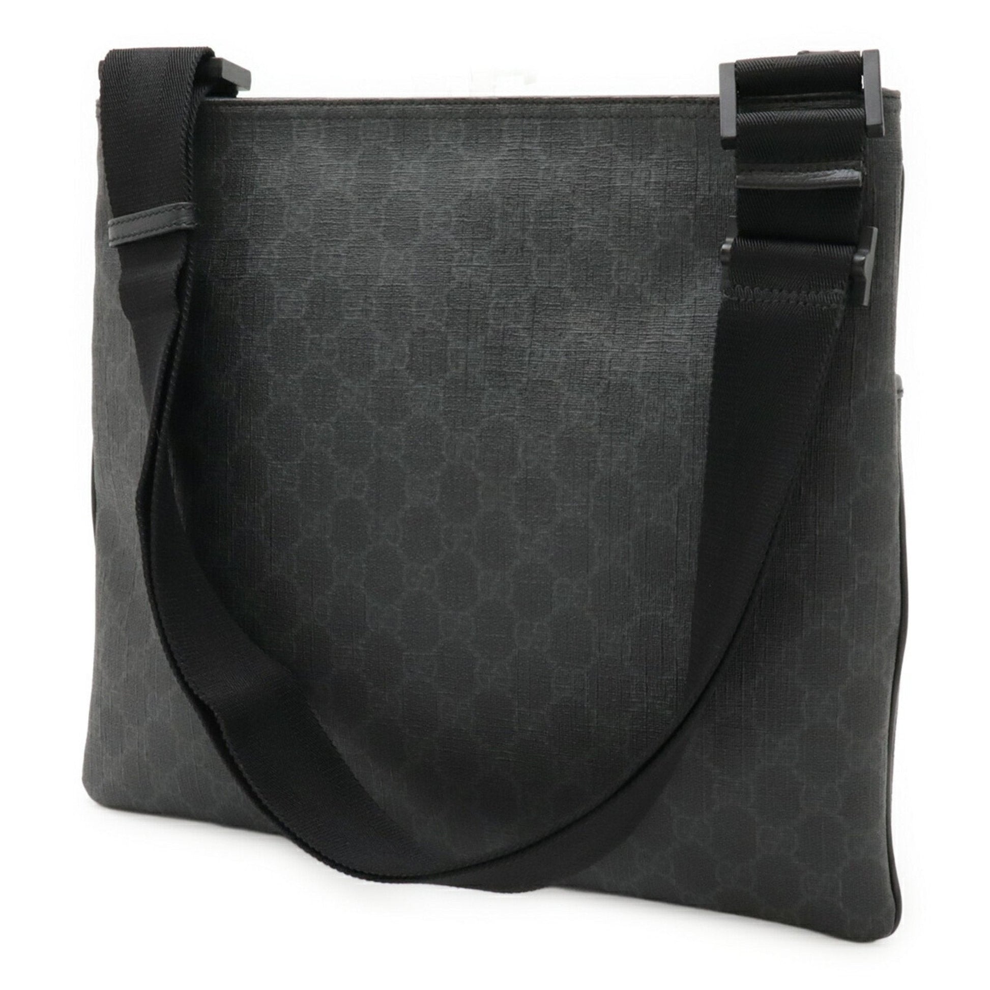 Gucci Black Gray Gg Supreme Leather Shoulder Bag