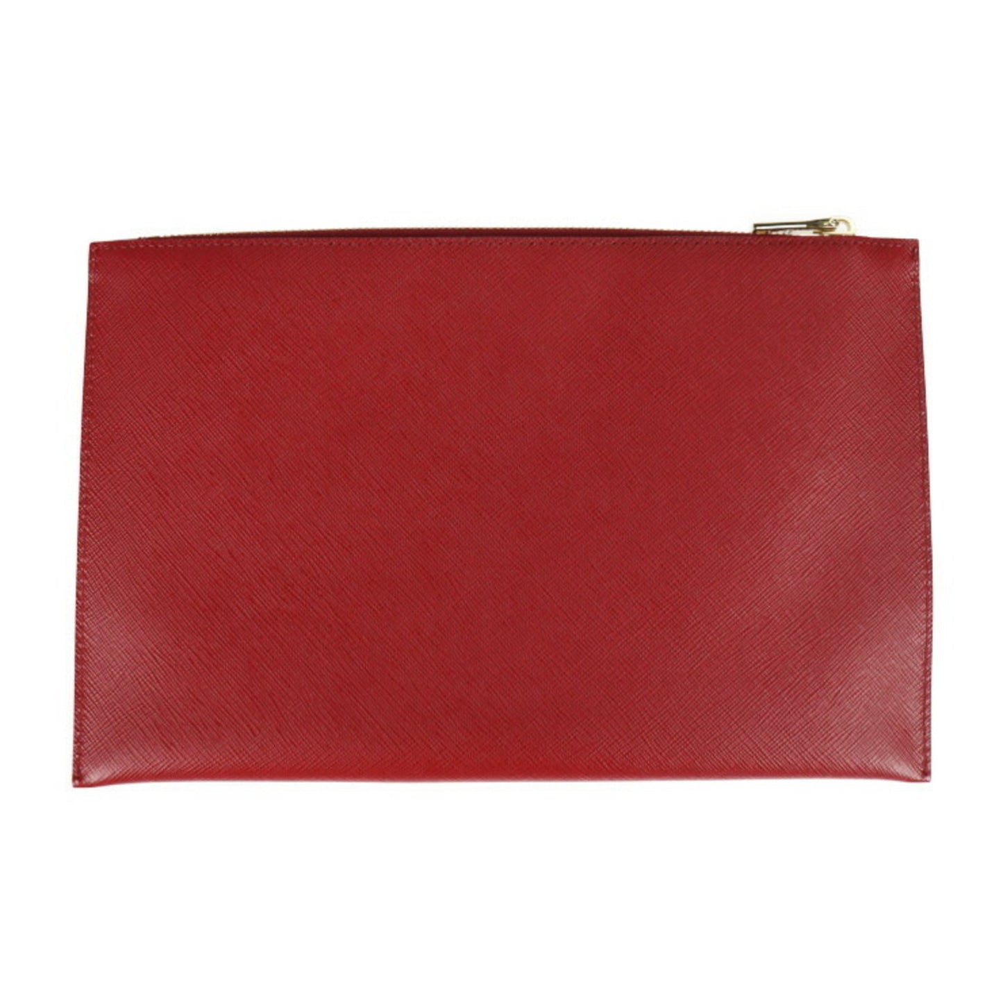 Prada Piatto Clutch Bag Fuoco Second Triangle Plate Leather Saffiano Logo
