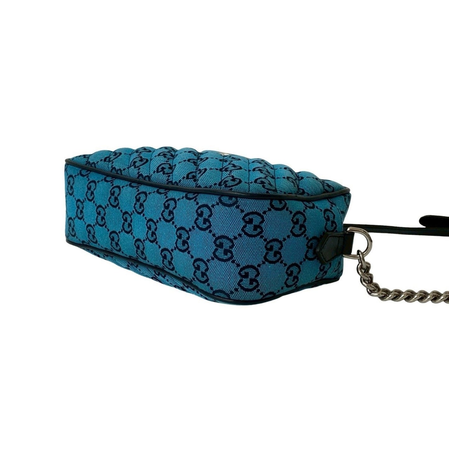 Gucci Blue Navy Canvas Leather Pochette Shoulder Bag