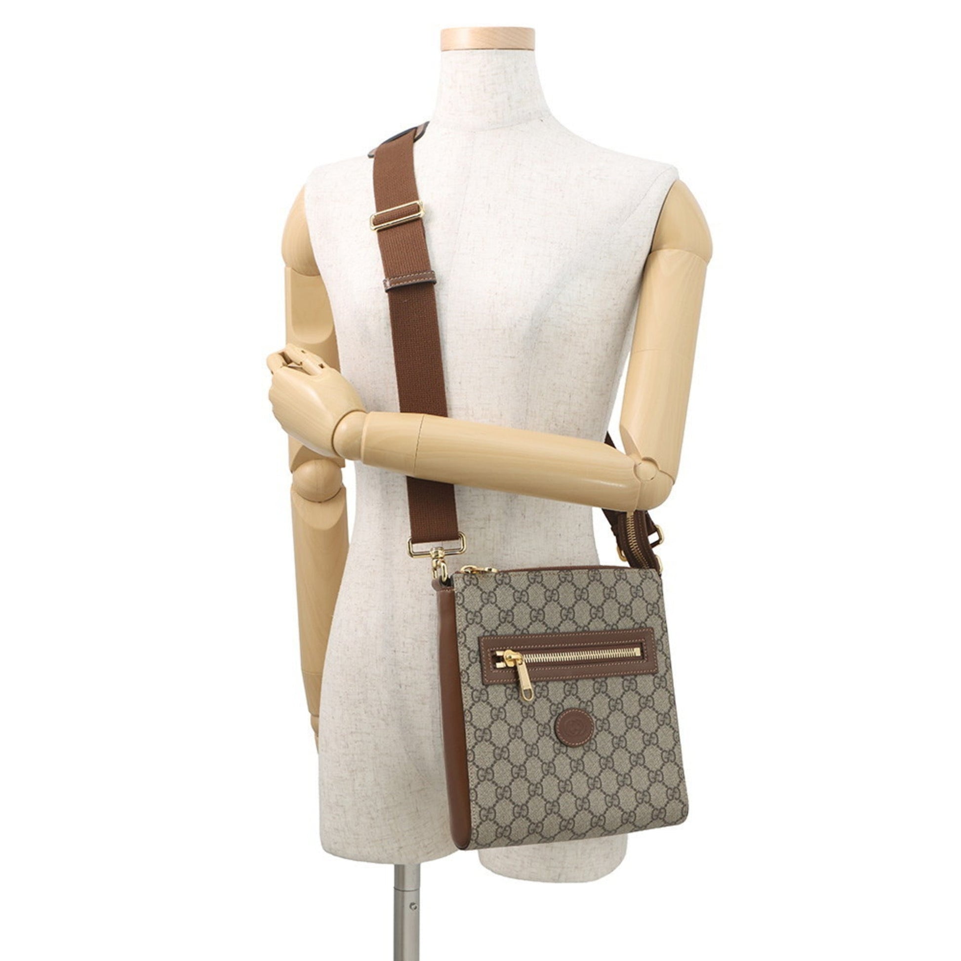 Gucci Beige Brown Gg Supreme Leather Messenger Bag Shoulder Bag