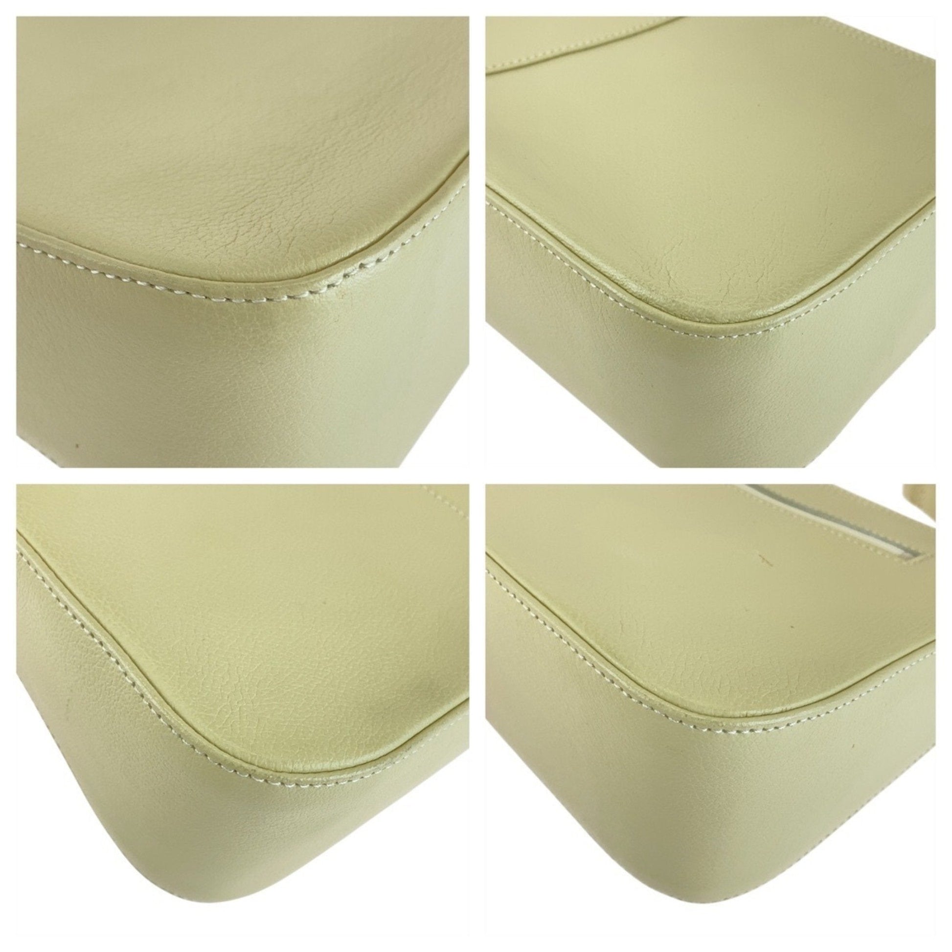 Burberry Off Handbag Shoulder Bag Leather White Cream