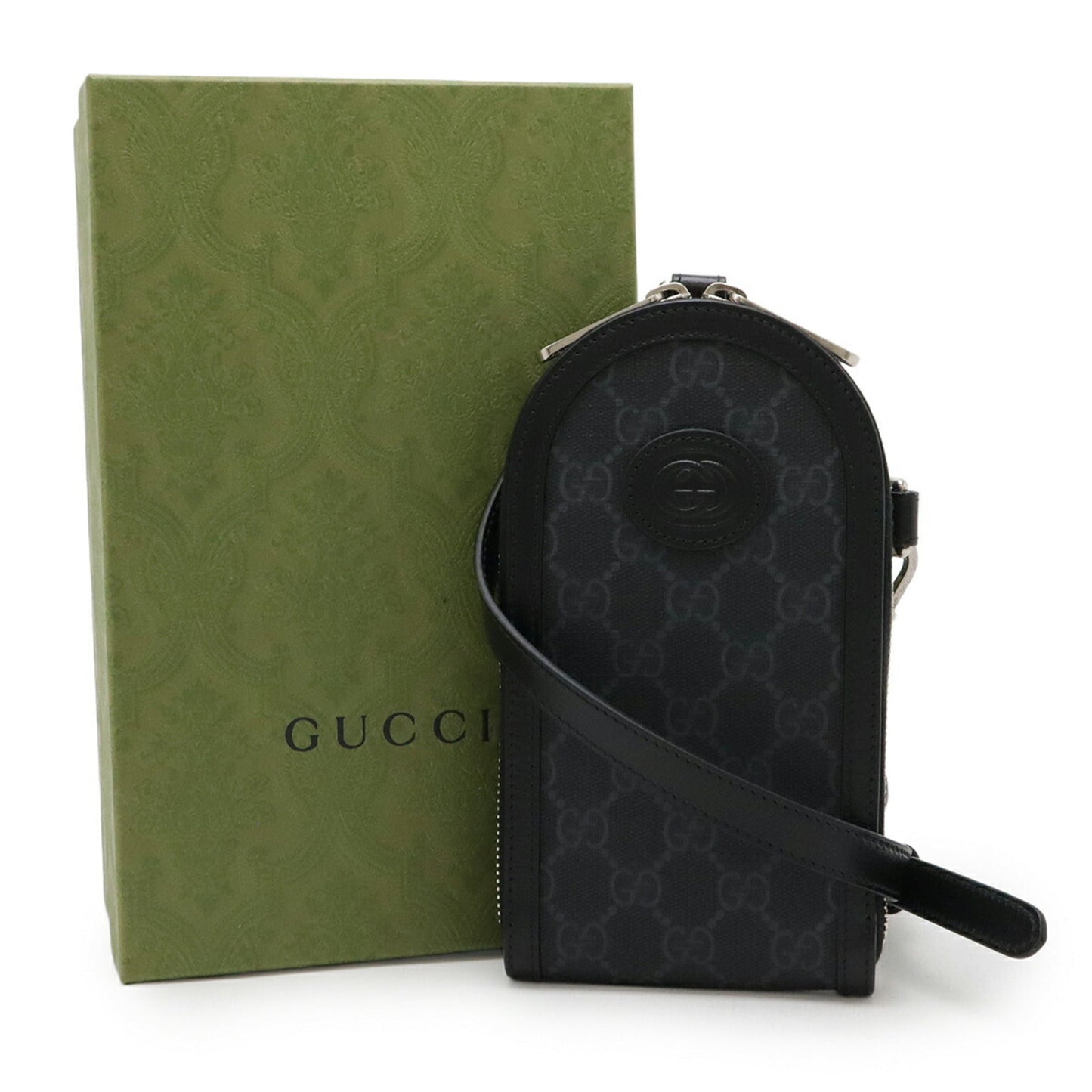 Gucci Black Gray Gg Supreme Leather Pouch Shoulder Bag
