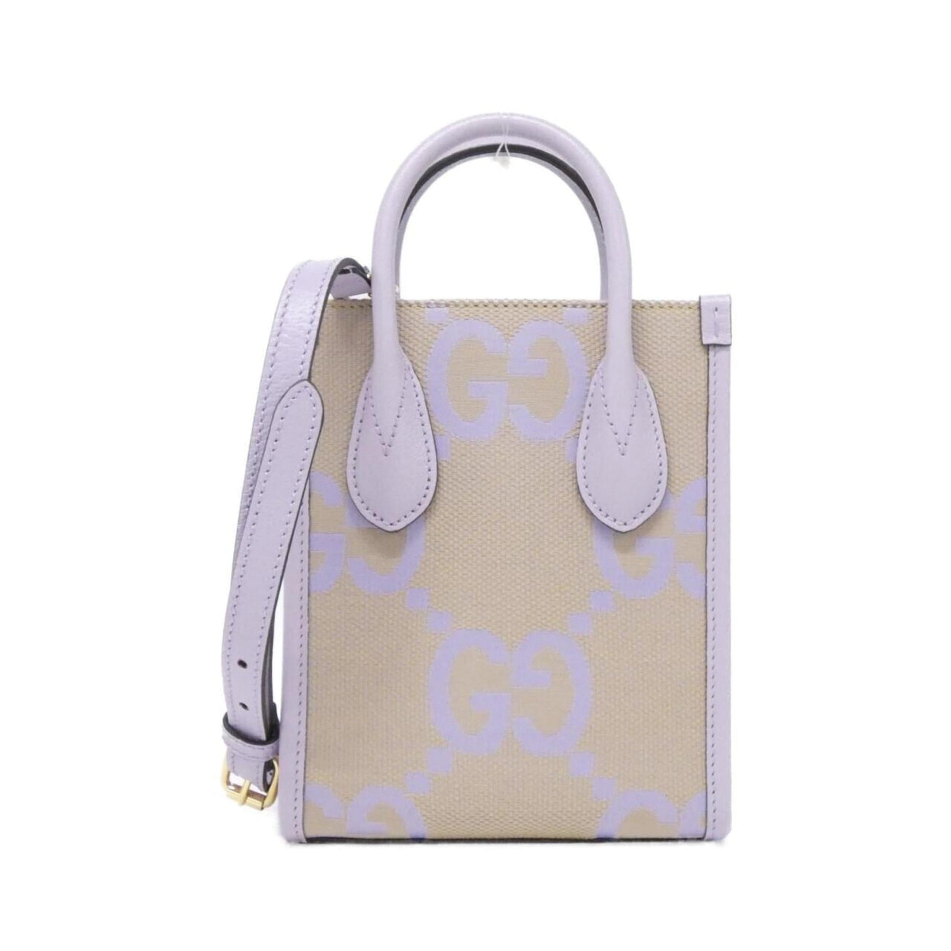 Gucci Beige Light Purple Gg Canvas Handbag