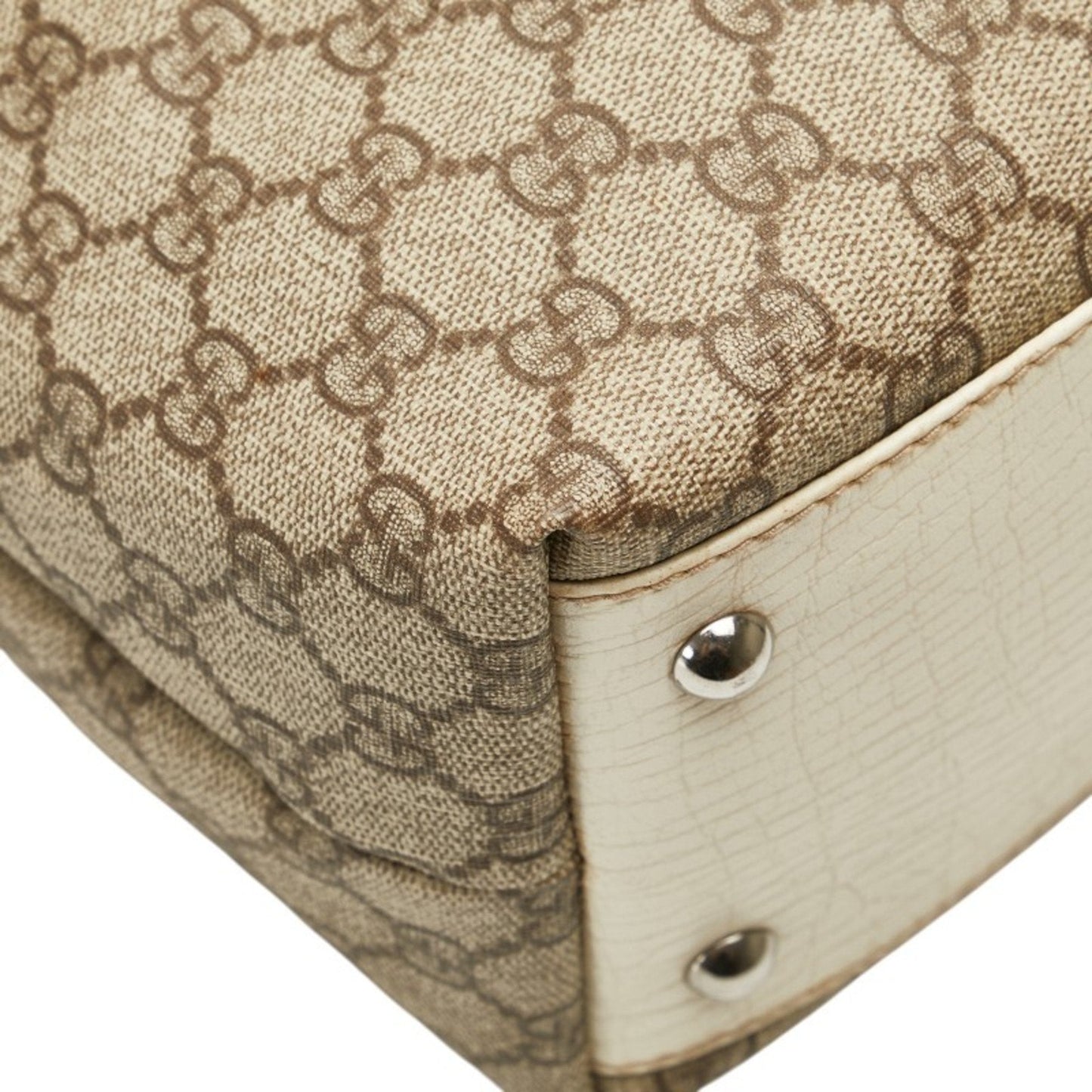 Gucci Beige Ivory Pvc Leather Handbag Tote Bag